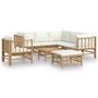 Voir la diapositive 2 : VIDAXL Salon de jardin 8 pcs avec coussins blanc creme bambou