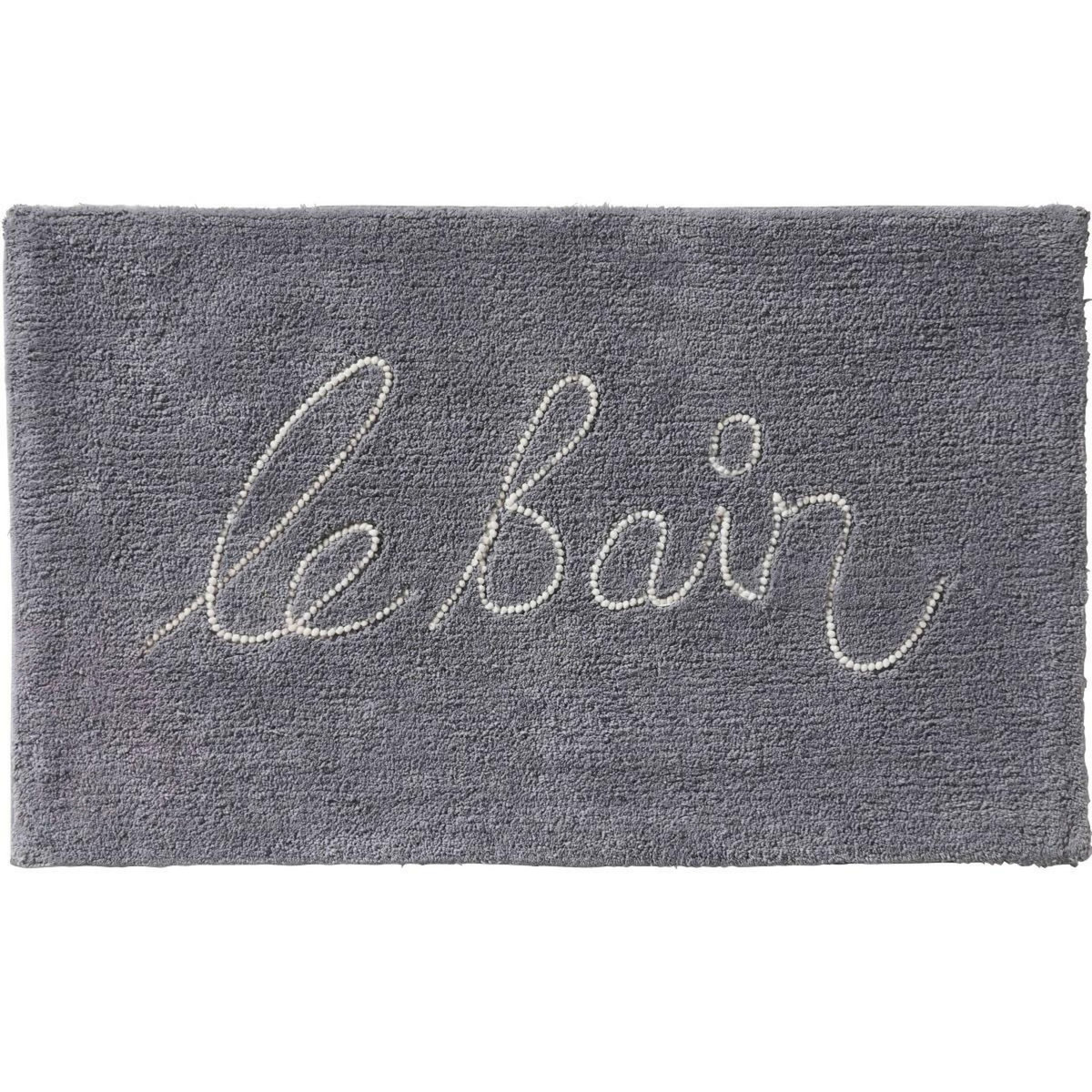 GUY LEVASSEUR Tapis de bain en coton fantaisie gris 50x80cm