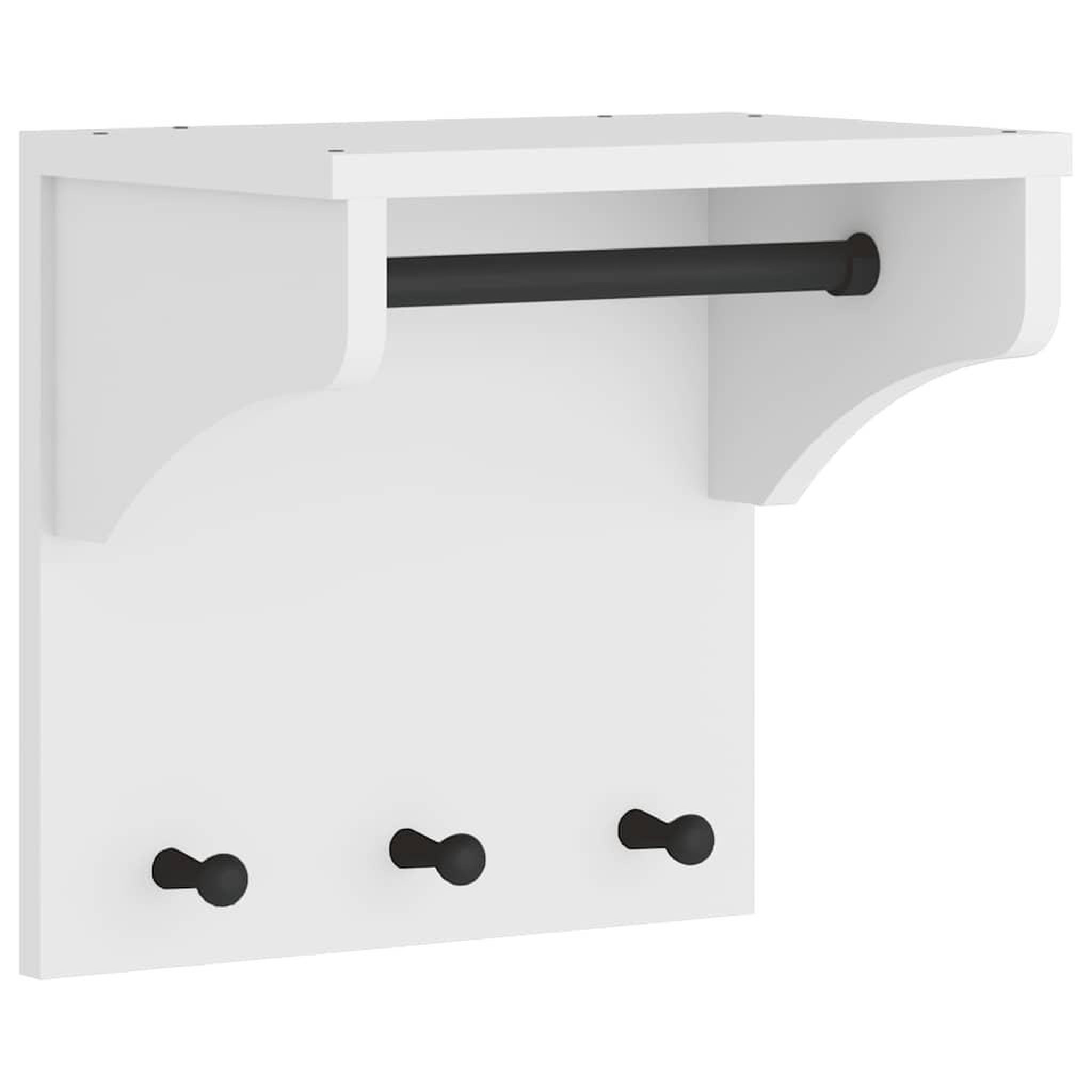 Voir la diapositive 2 : VIDAXL Porte-manteau mural SANDNES blanc 43x30x42 cm bois massif pin