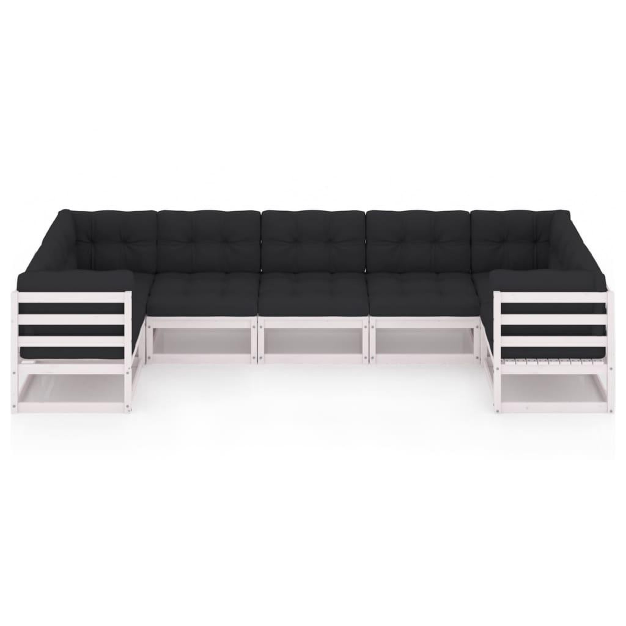 Voir la diapositive 3 : VIDAXL Salon de jardin 7 pcs avec coussins blanc bois de pin massif