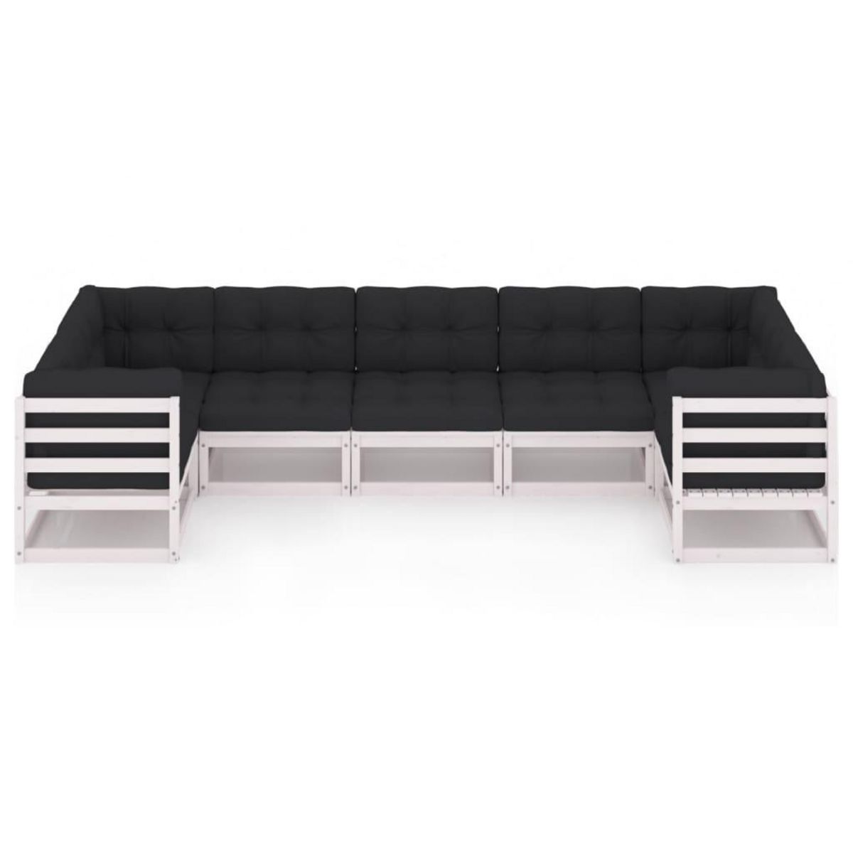 VIDAXL Salon de jardin 7 pcs avec coussins blanc bois de pin massif