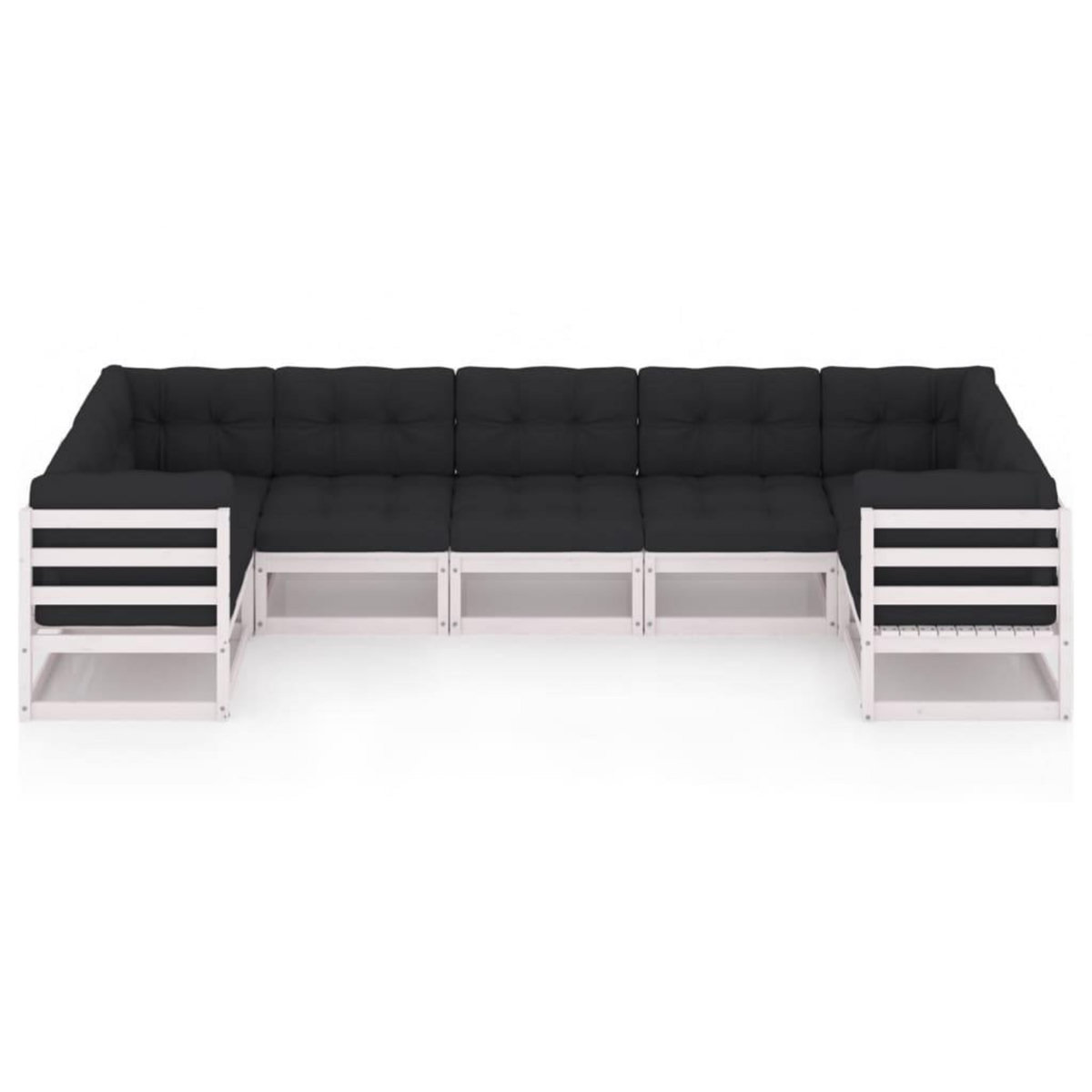 VIDAXL Salon de jardin 7 pcs avec coussins blanc bois de pin massif