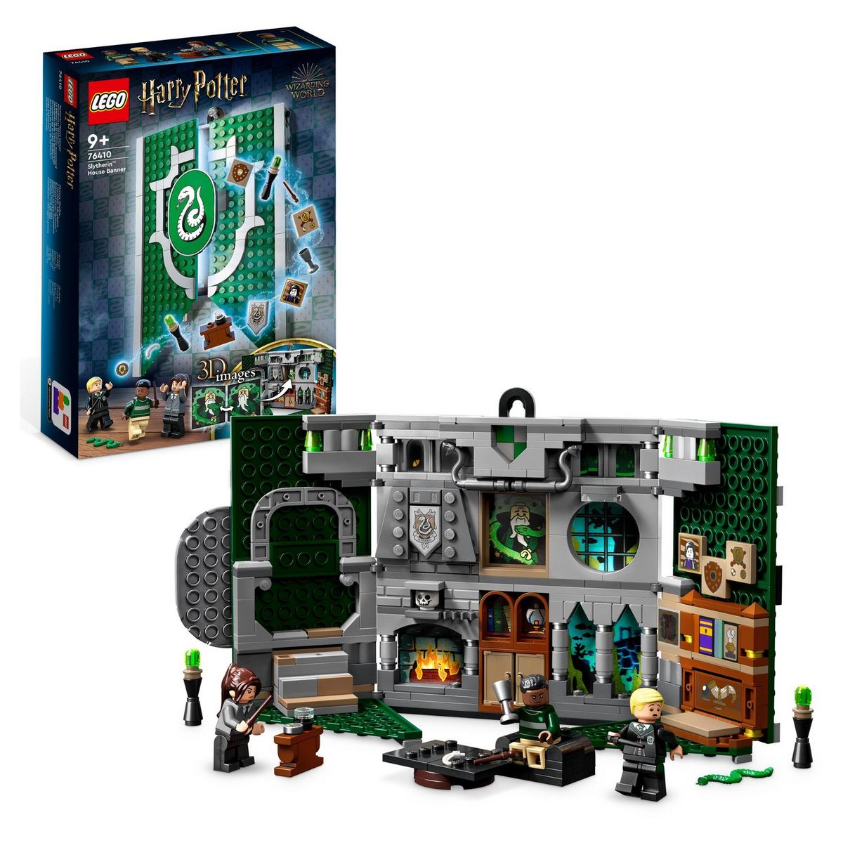 LEGO Harry Potter 76410 - Le blason de la maison Serpentard Jouet Château de Poudlard ou Décoration Murale à Collectionner avec Minifigurine de Draco Malfoy