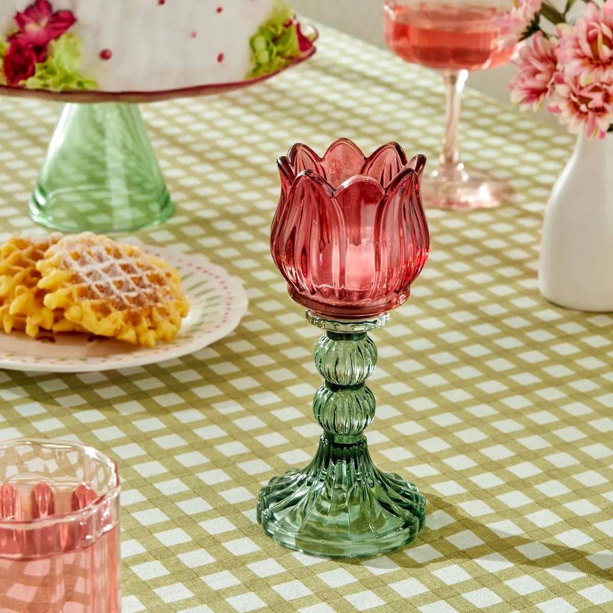 Voir la diapositive 4 : ATMOSPHERA Lot de 2 photophores design  fleur de rose  17cm multicolore