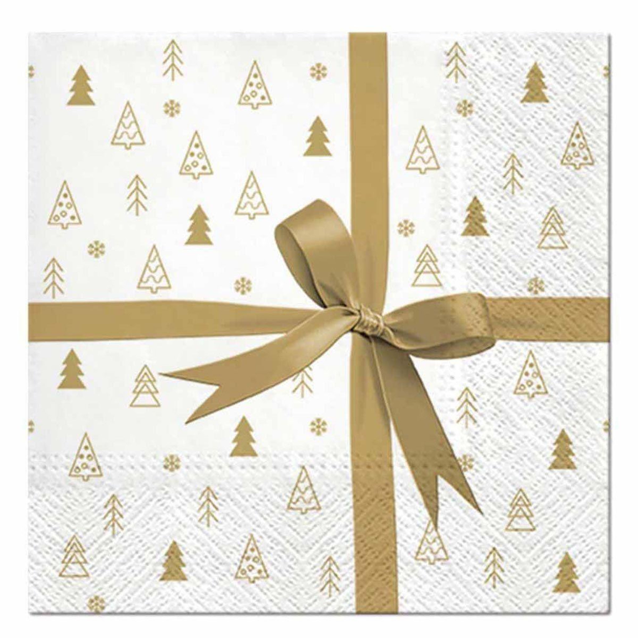 HOMEA Lot de 20 serviettes en papier  cadeau  33x33cm or