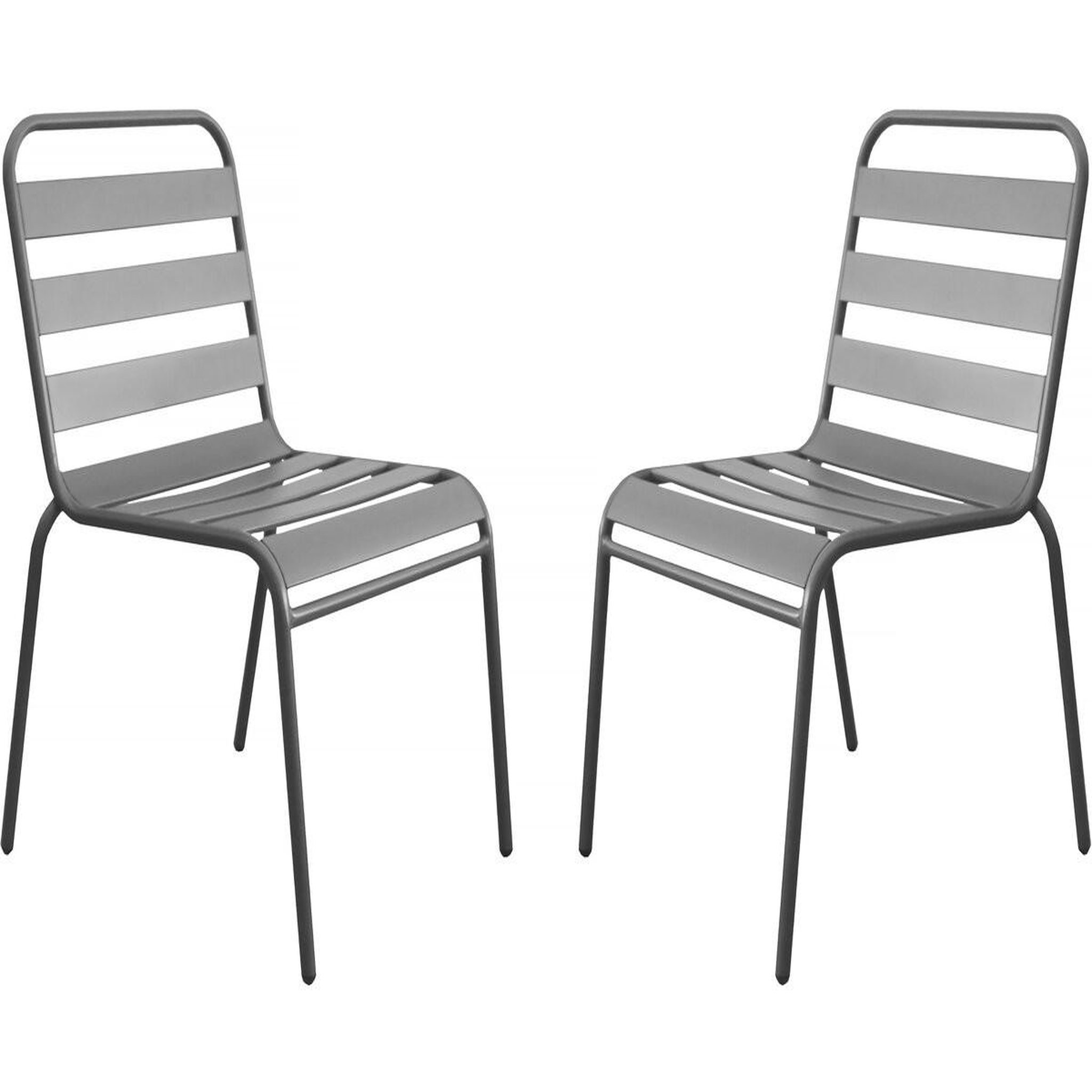 Habitat et Jardin Lot de 2 chaises de jardin en métal empilables  bilbao  - taupe