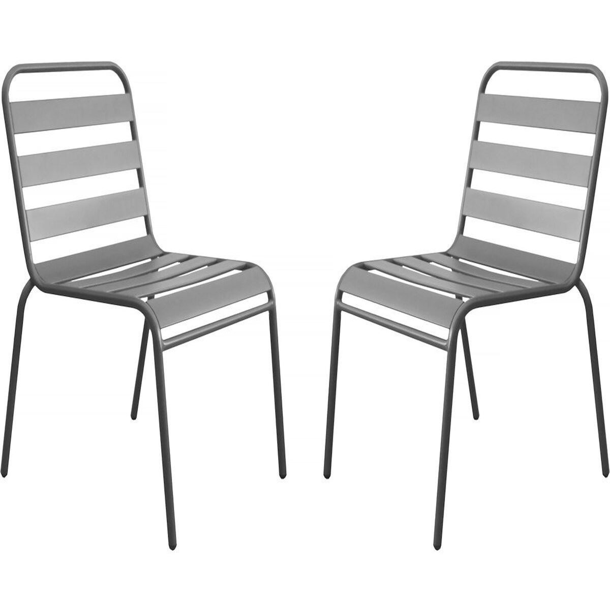 Habitat et Jardin Lot de 2 chaises de jardin en métal empilables  Bilbao  - Taupe