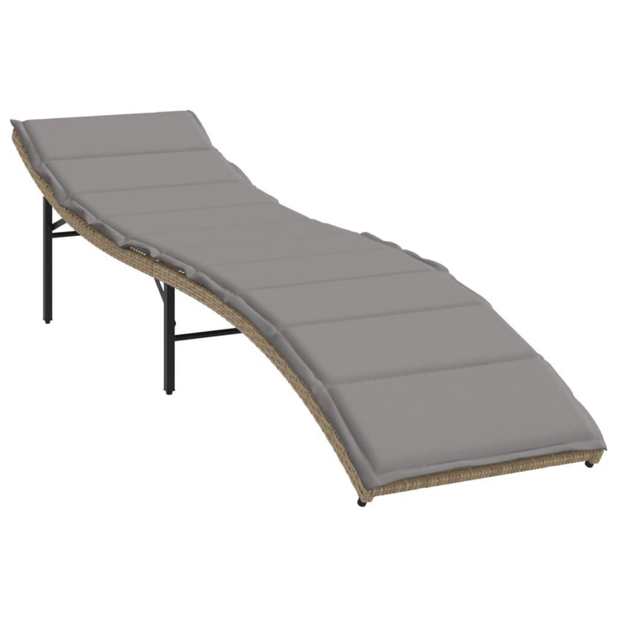 VIDAXL Chaise longue avec coussin beige 55x199x50 cm resine tressee