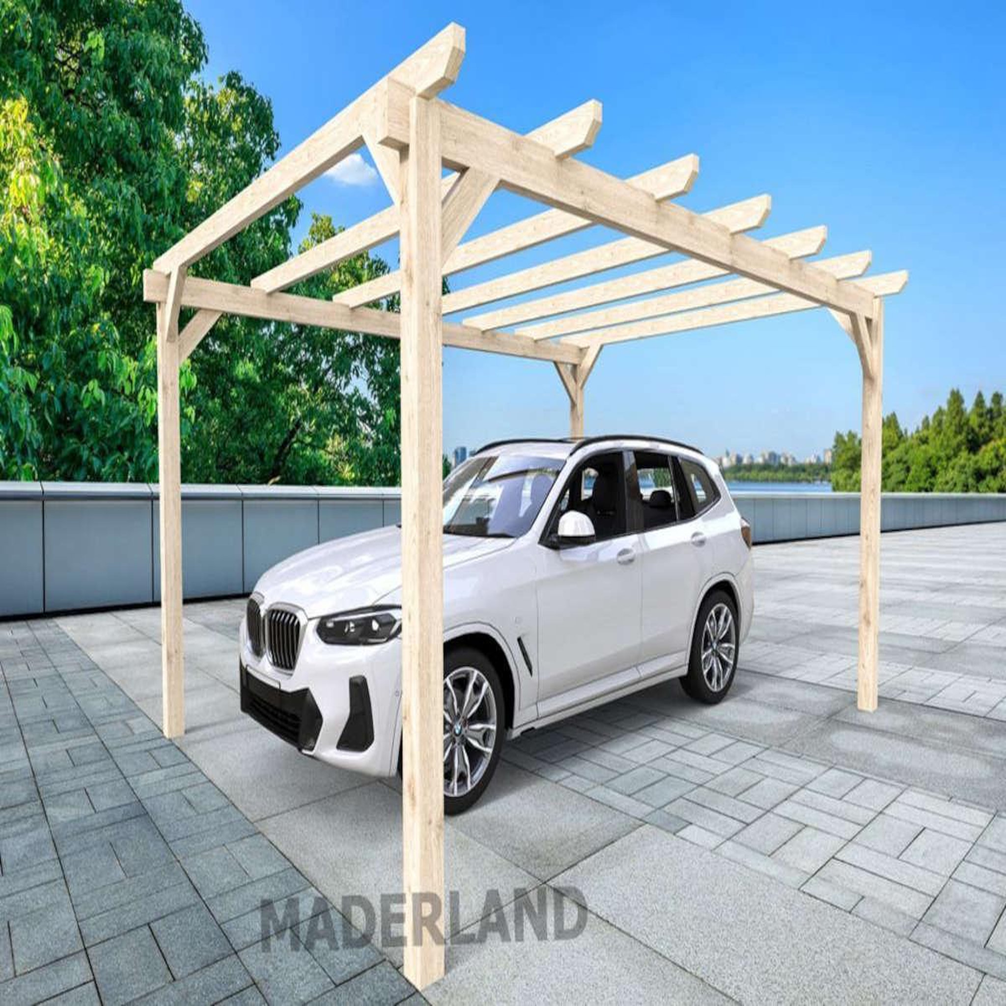 JARDIDECO Carport en bois lamellé-collé Rouen 500 x 300 cm - Maderland