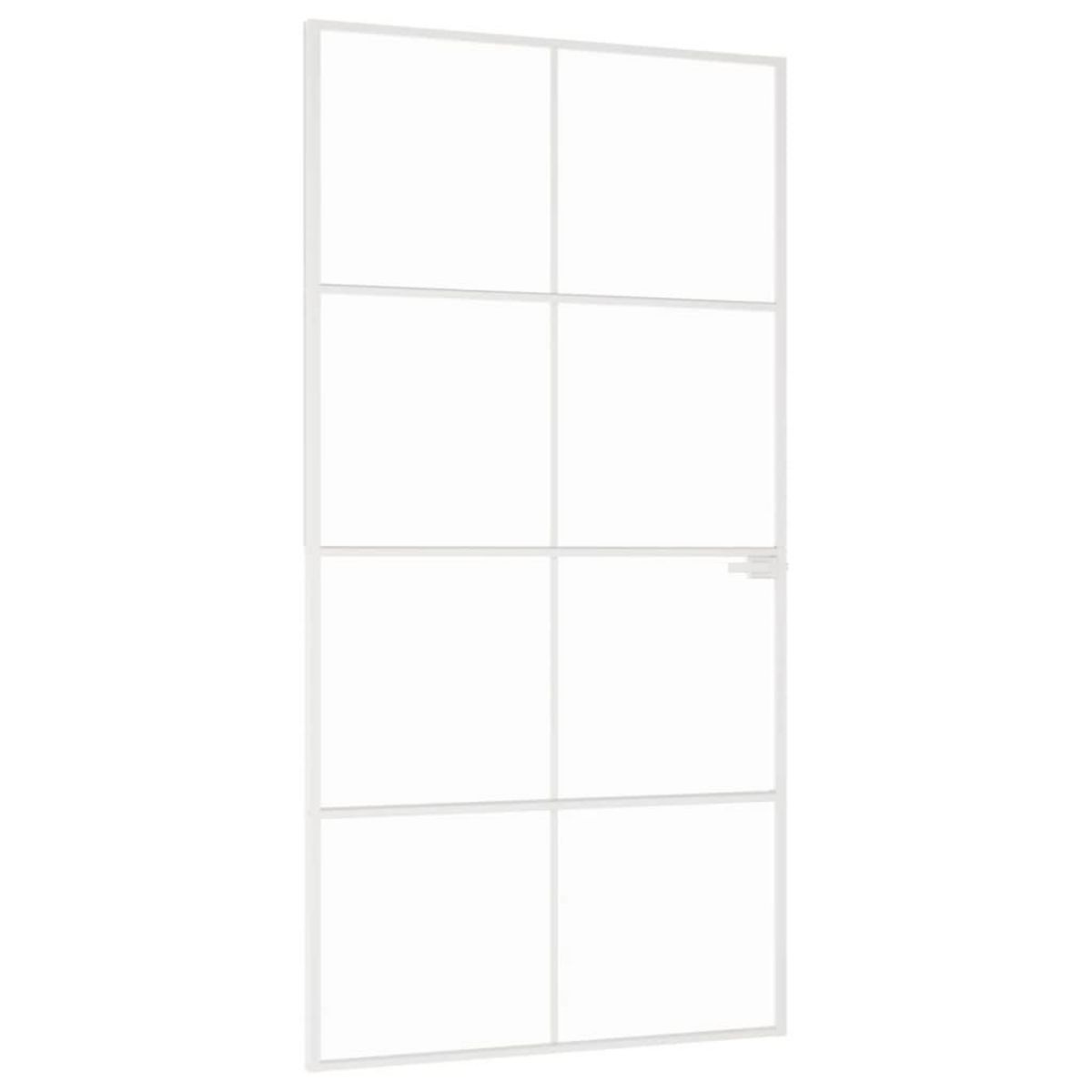 VIDAXL Porte d'interieur Blanc 102x201,5 cm Trempe verre aluminium fin