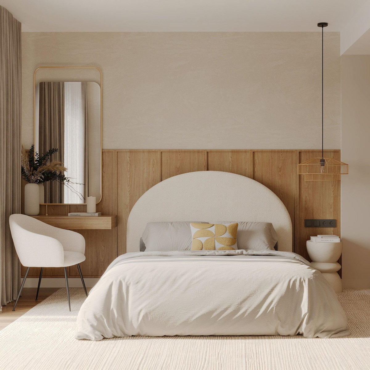 Rendez vous déco Fauteuil en tissu blanc chiné et pieds en métal noir - Socky