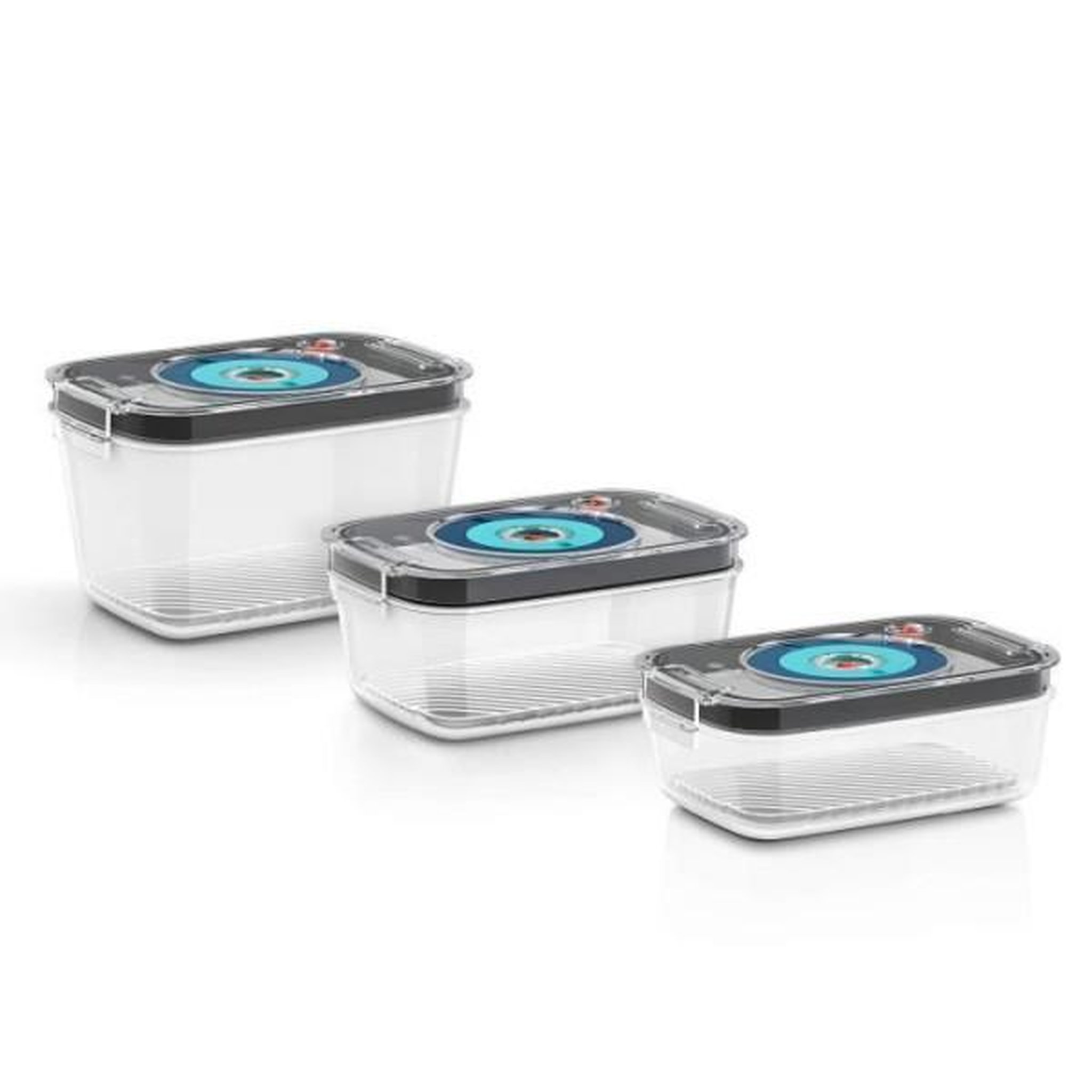 Voir la diapositive 3 : BOSCH BOSCH - 3 boites de conservation sous vide hermétiques : 0,7L, 1,0L et 1,5L - Bac d'égouttement - Indicateur jour et mois - Tr