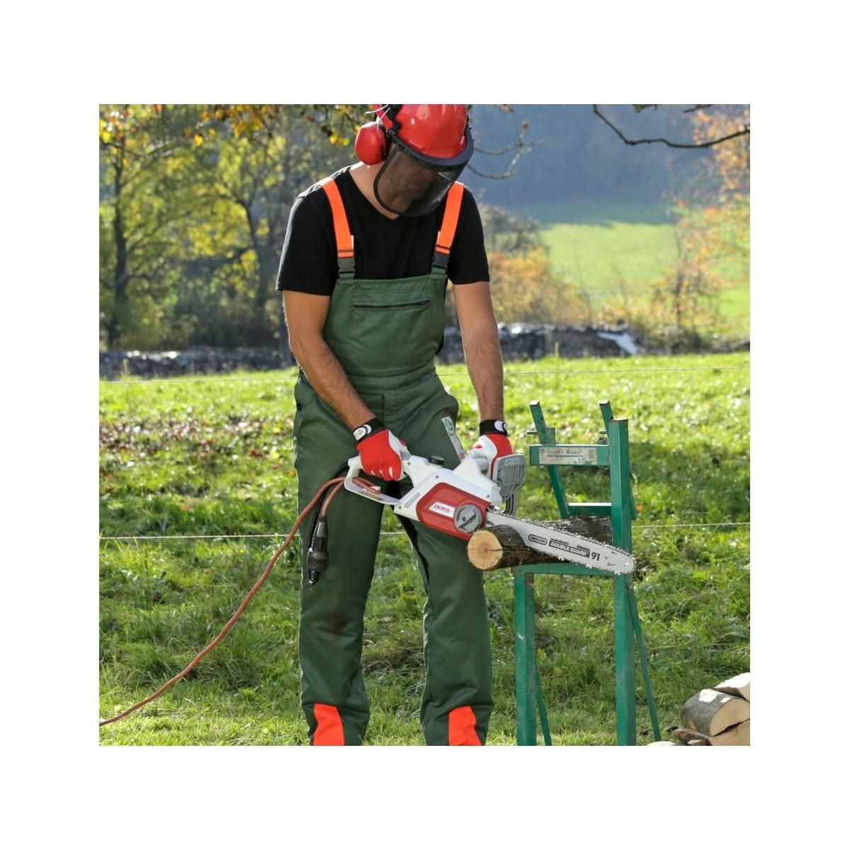 Ikra Tronçonneuse Electrique 2200W Guide 40 cm Poignée 2 mains Anti-vibration Tendeur de chaine sans outil IKRA