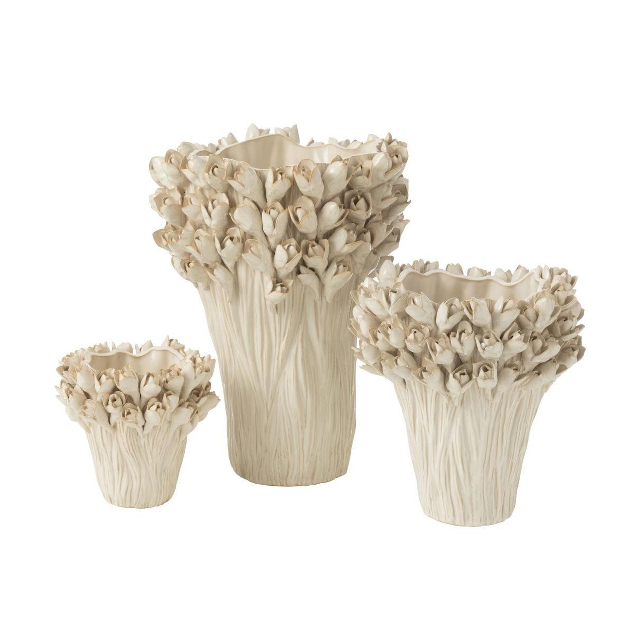 Voir la diapositive 2 : J-LINE Vase déco en grès  ambrosia  19cm blanc