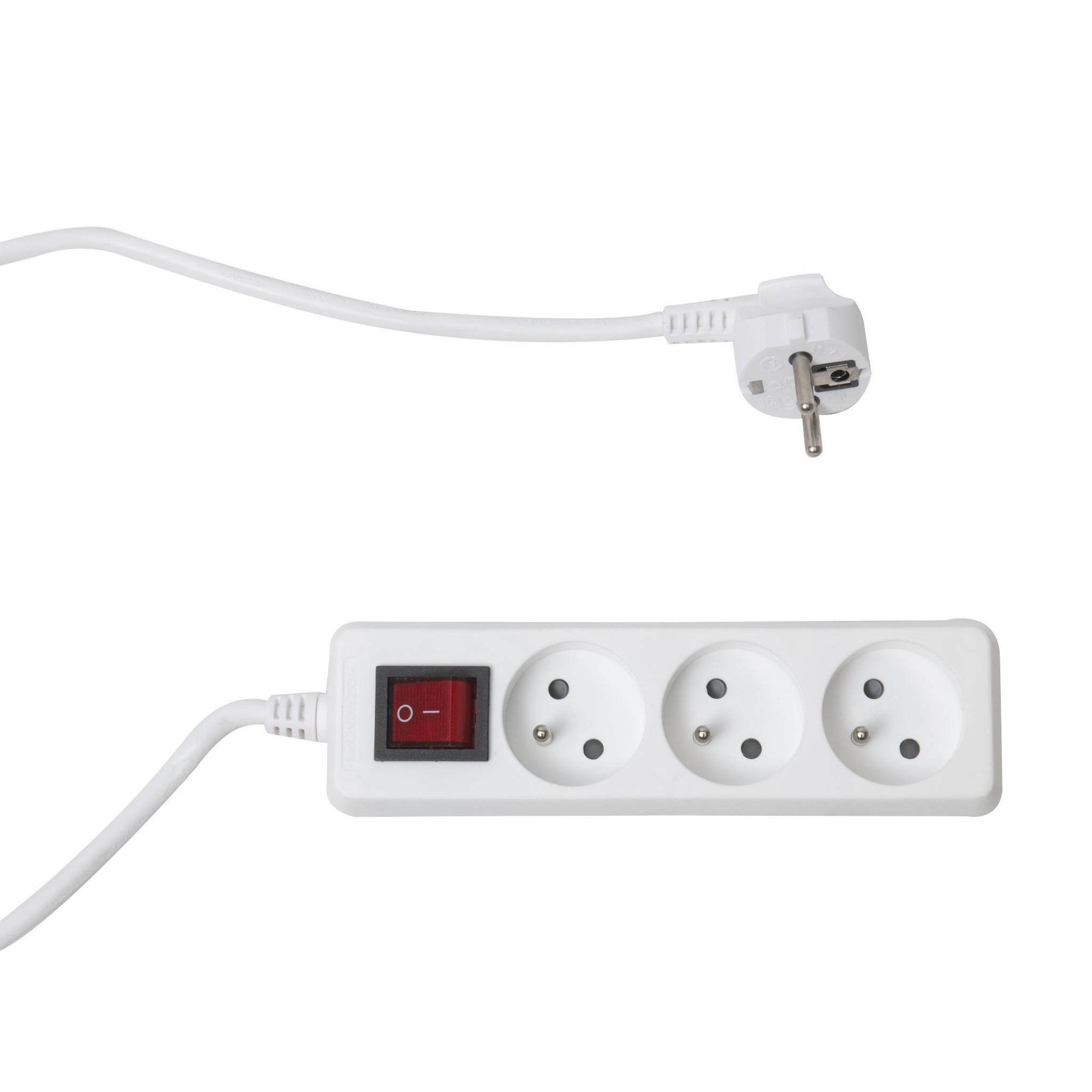 Gsc Bloc multiprises 3 prises avec interrupteur