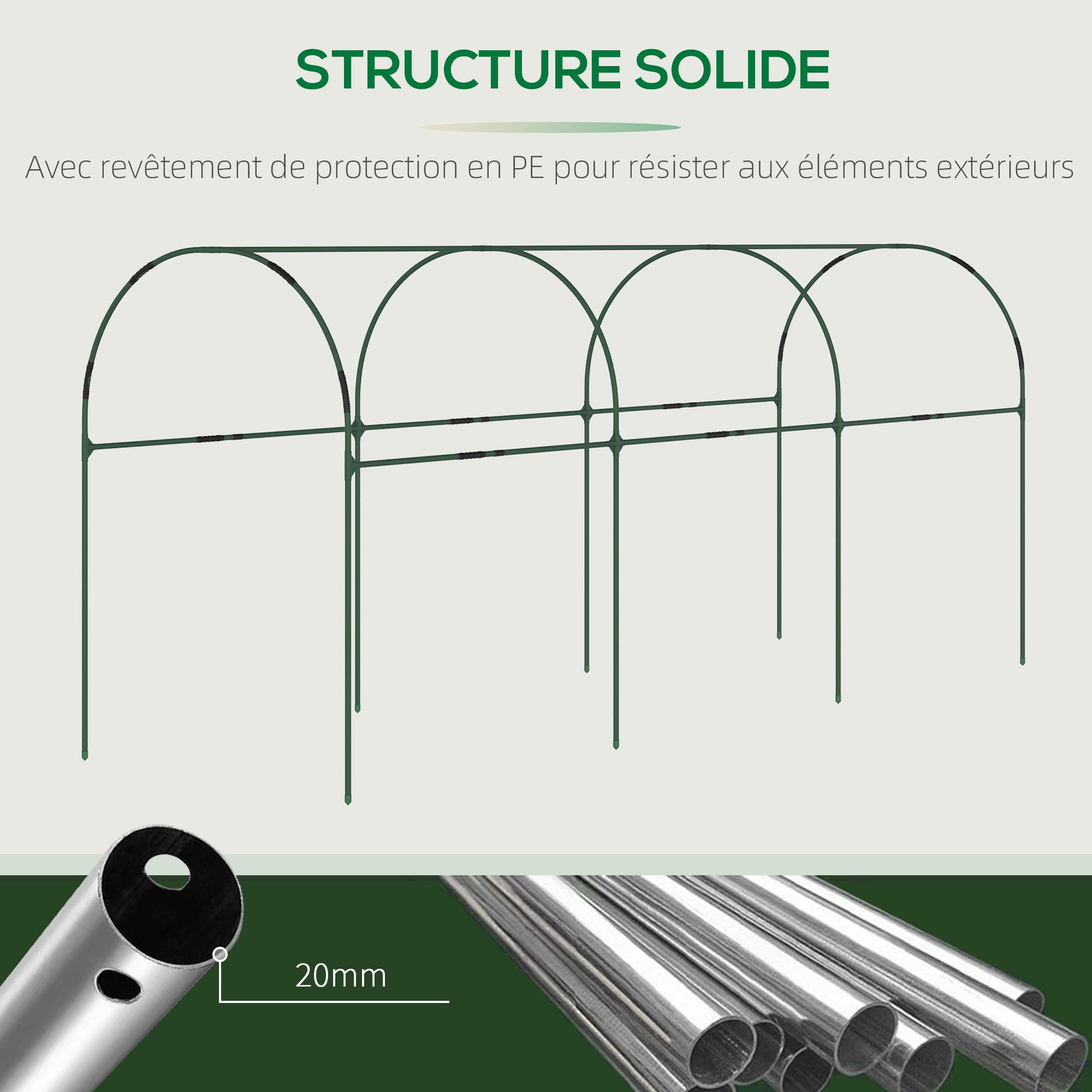 Voir la diapositive 5 : OUTSUNNY Serre de jardin serre à tomates dim. 4l x 1,23l x 1,71h m acier thermolaqué vert pvc haute densité transparent
