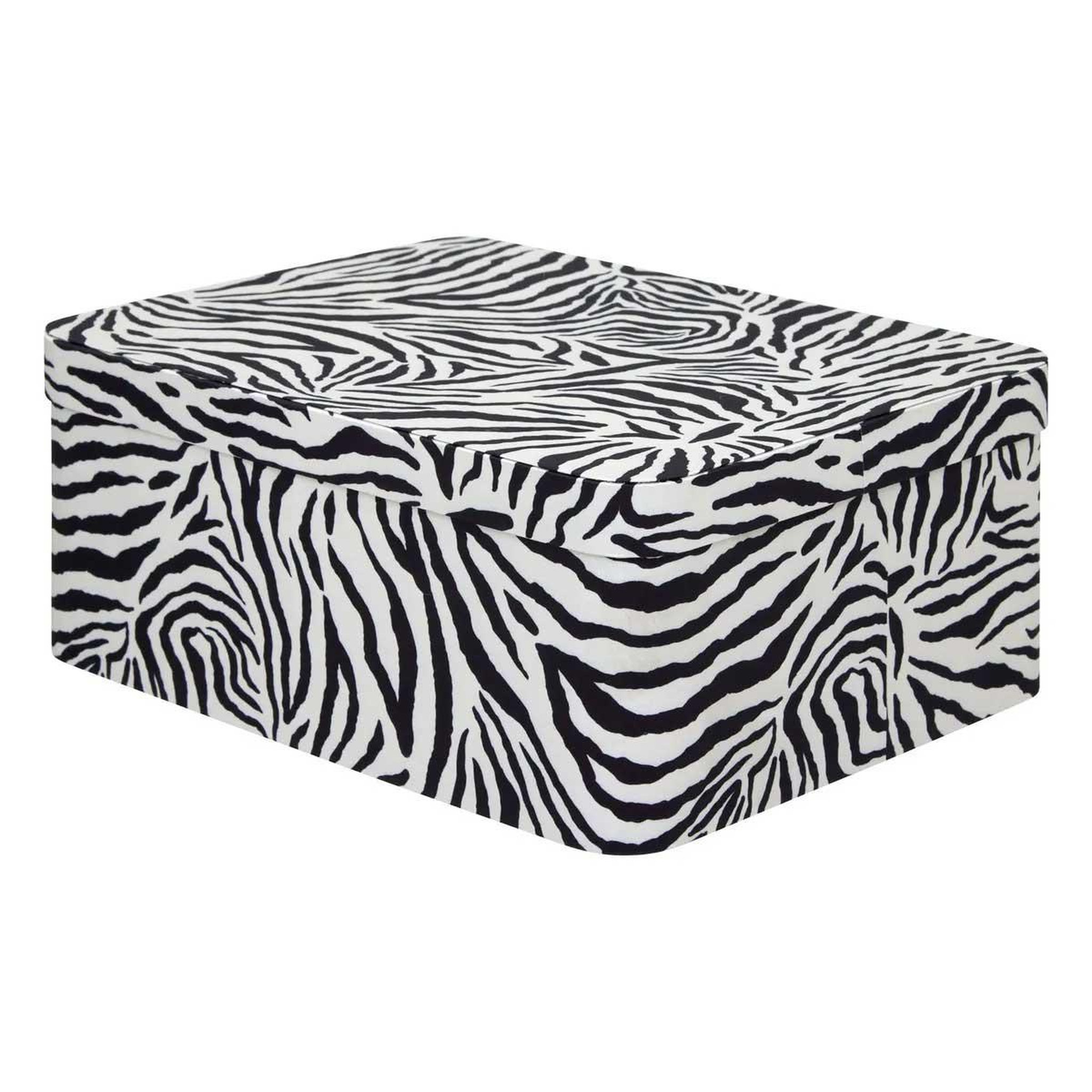 Voir la diapositive 2 : FIVE Lot de 4 boîtes déco zébra  polybox  39cm beige