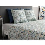 ATELIER DU COTON Parure de drap 100% coton 57fils mani. Coloris disponibles : Bleu