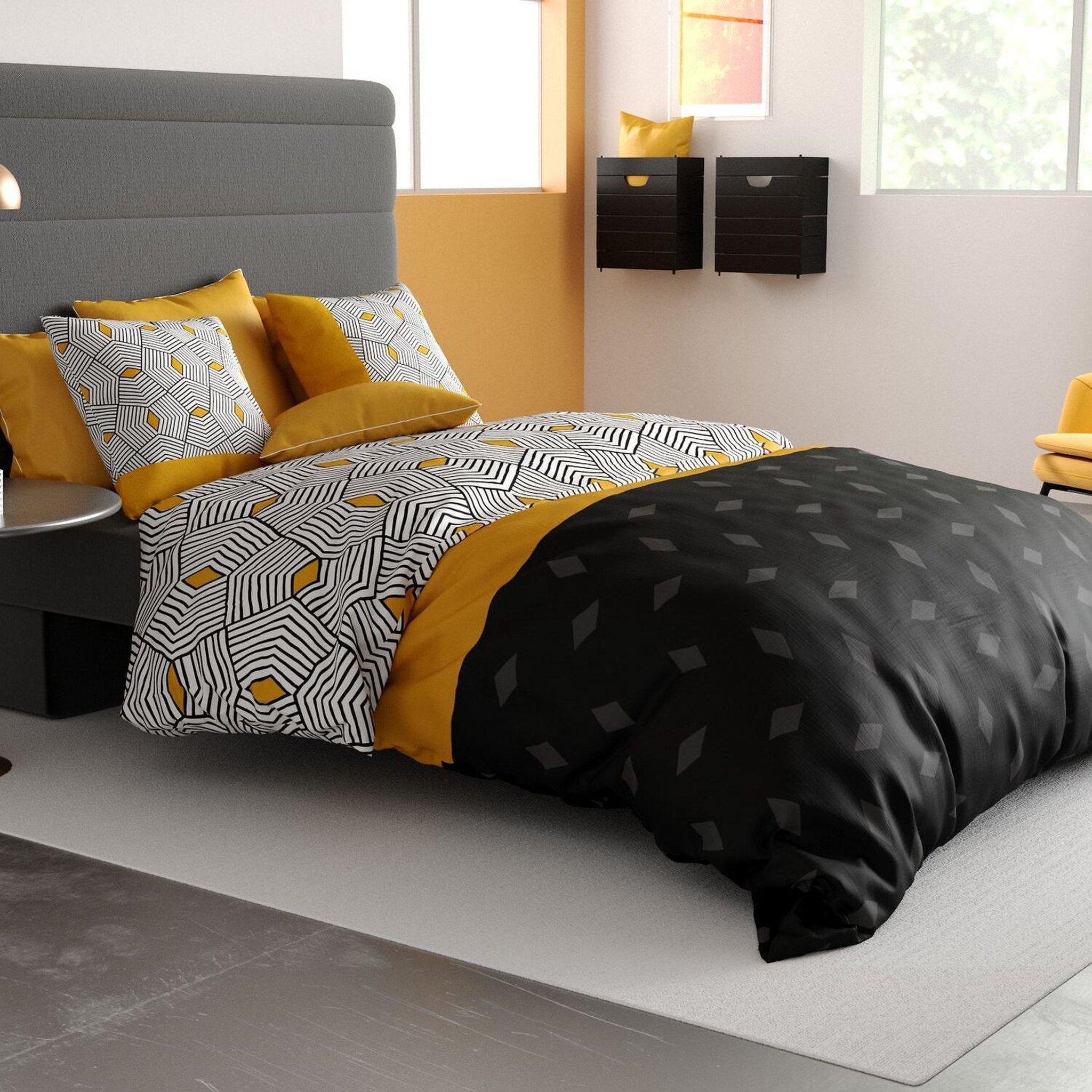 Voir la diapositive 2 : ATELIER DU COTON Parure housse de couette 100%coton 57fils faro