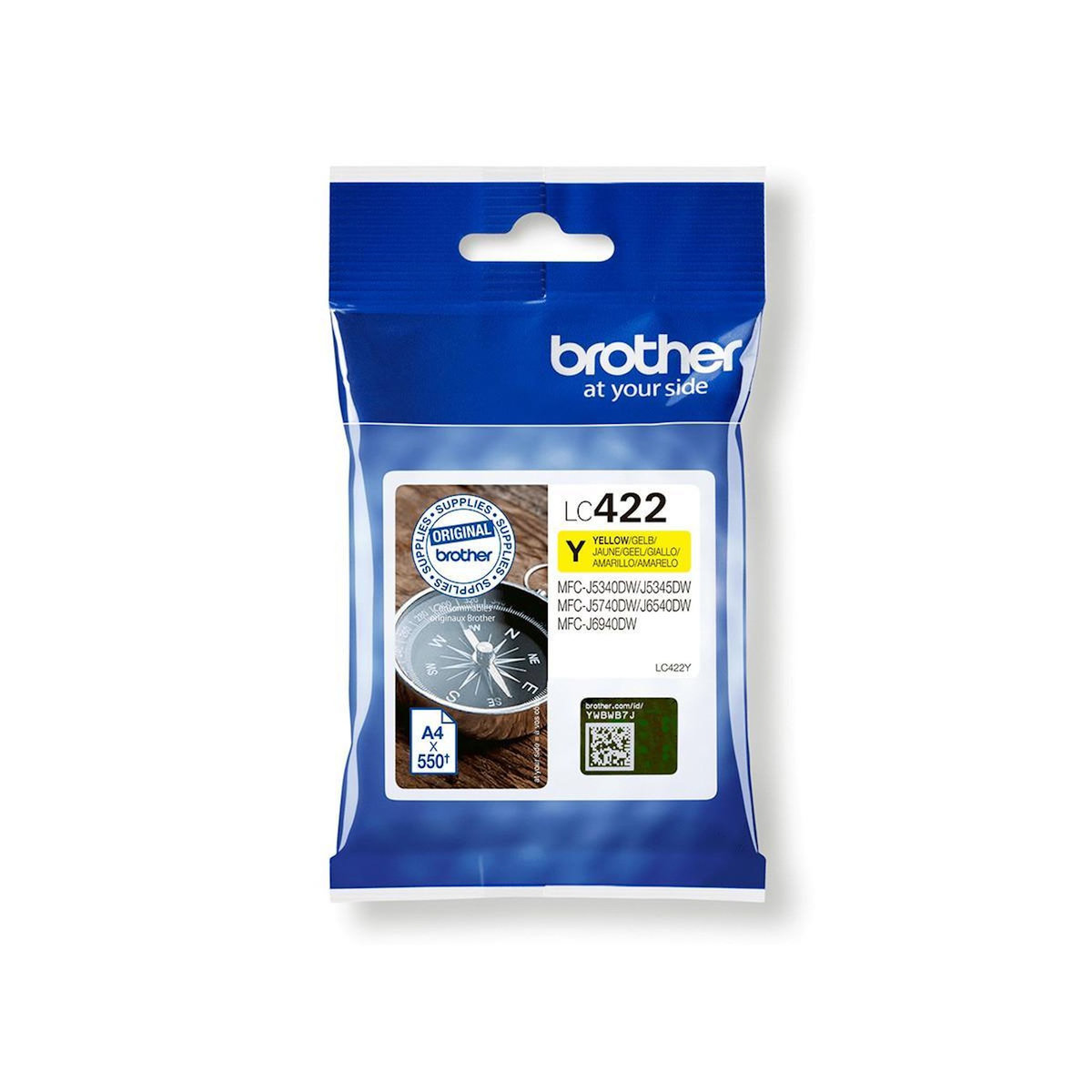 Brother Cartouche LC422Y - BROTHER - Jaune - 550 p - Pour Business Smart MFC-J5340DW, MFC-J5345DW, MFC-J5740DW, MFC-J6540DW et MFC-J6940