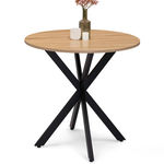 ID MARKET Table à manger ronde ALIX 4 personnes pied araignée bois et noir 80 cm