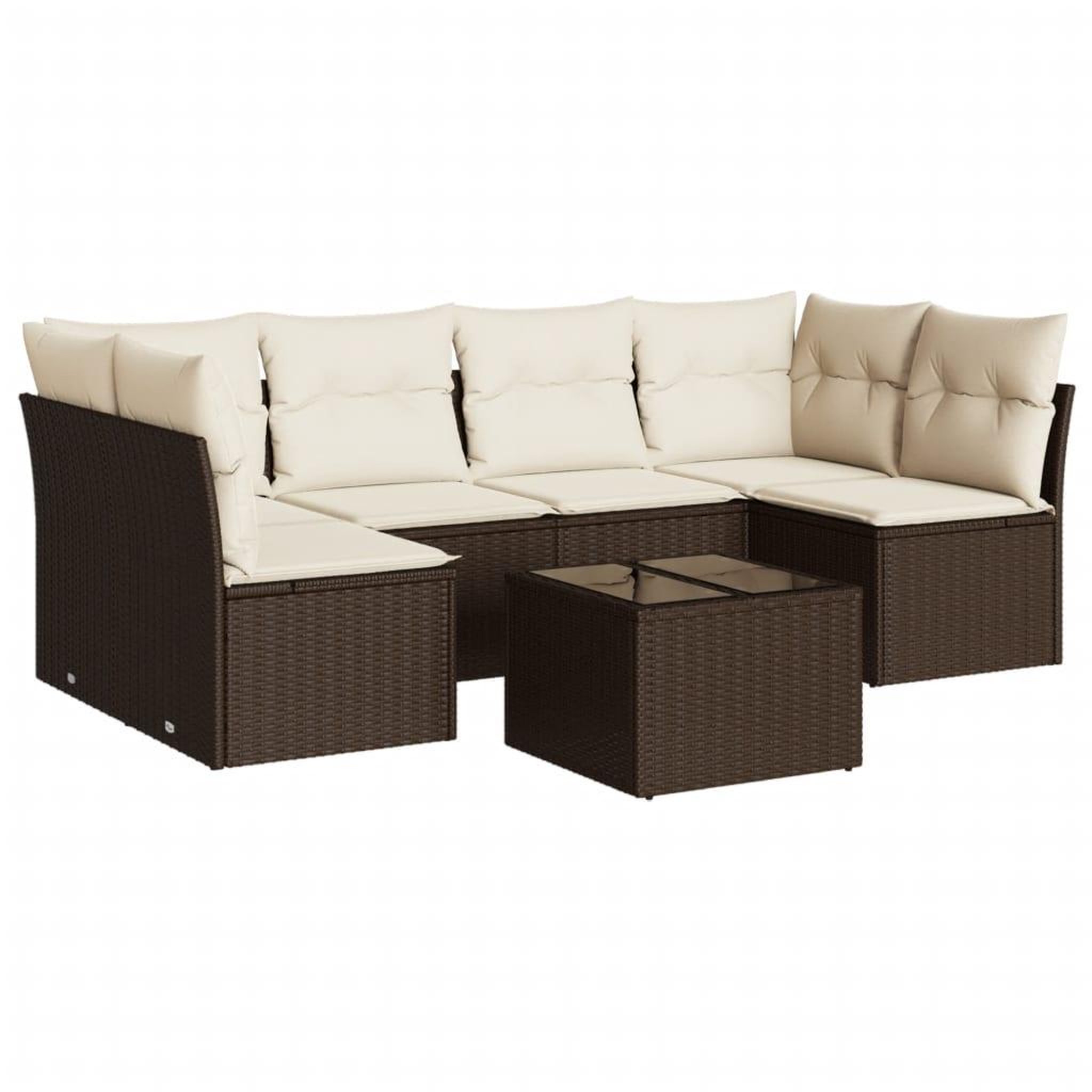 Voir la diapositive 2 : VIDAXL Salon de jardin avec coussins 7 pcs marron resine tressee