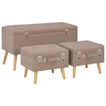 VIDAXL Tabourets de rangement lot de 3 Marron Tissu