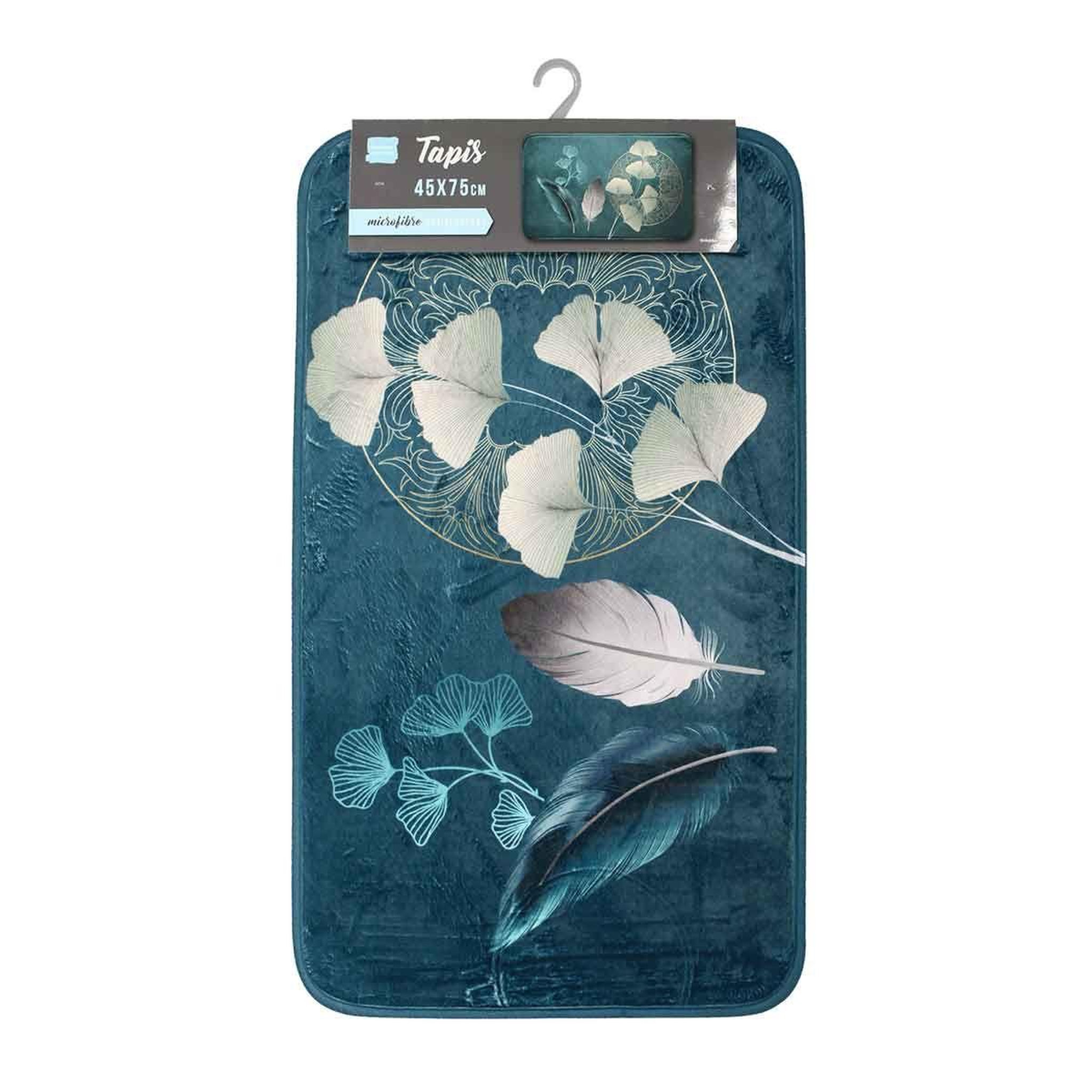 Voir la diapositive 2 : Douceur d'Intérieur Tapis de bain microfibre  ginkoblue  45x75cm vert