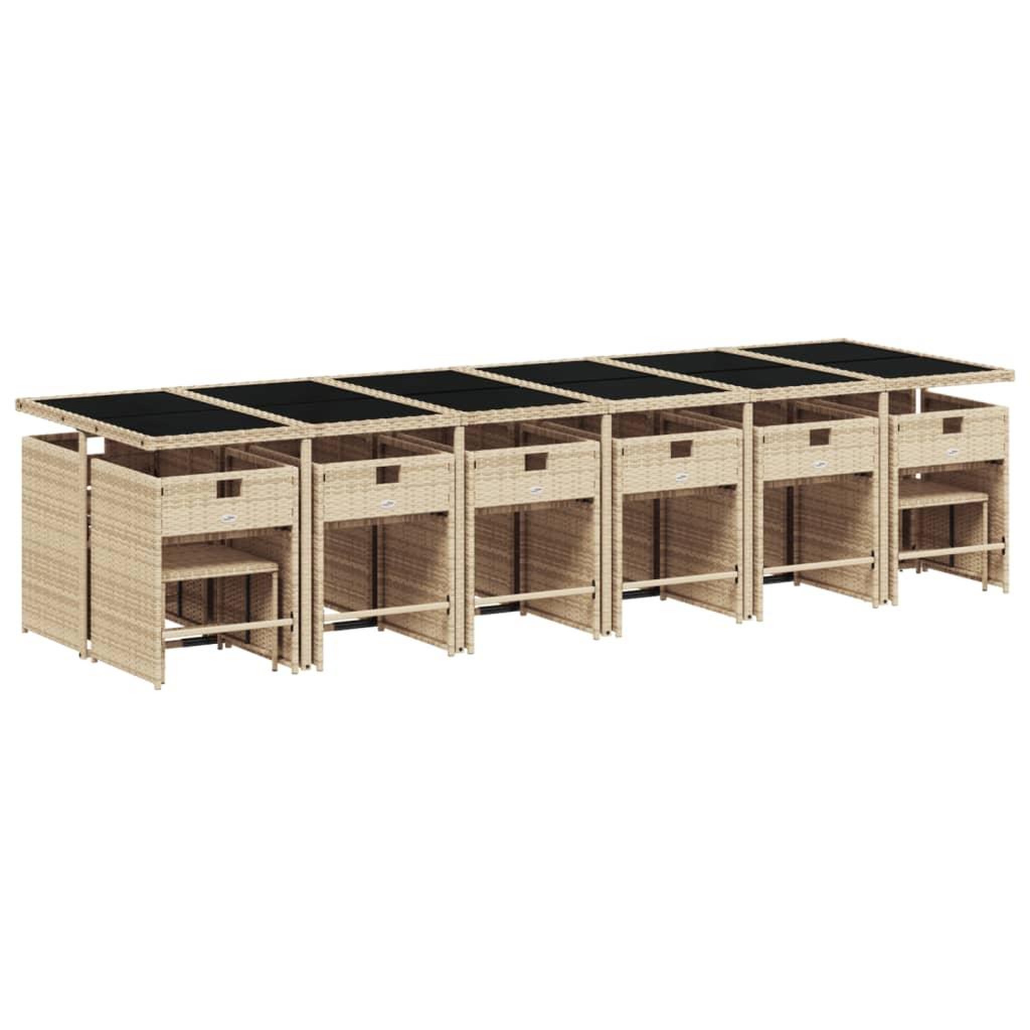 Voir la diapositive 5 : VIDAXL Ensemble a manger de jardin et coussins 17 pcs melange beige