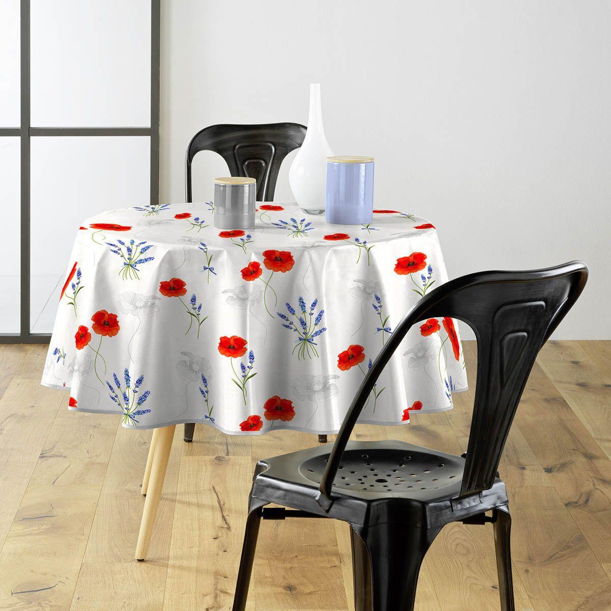 Voir la diapositive 2 : Douceur d'Intérieur Nappe ronde imprimé  sisteron  160cm blanc