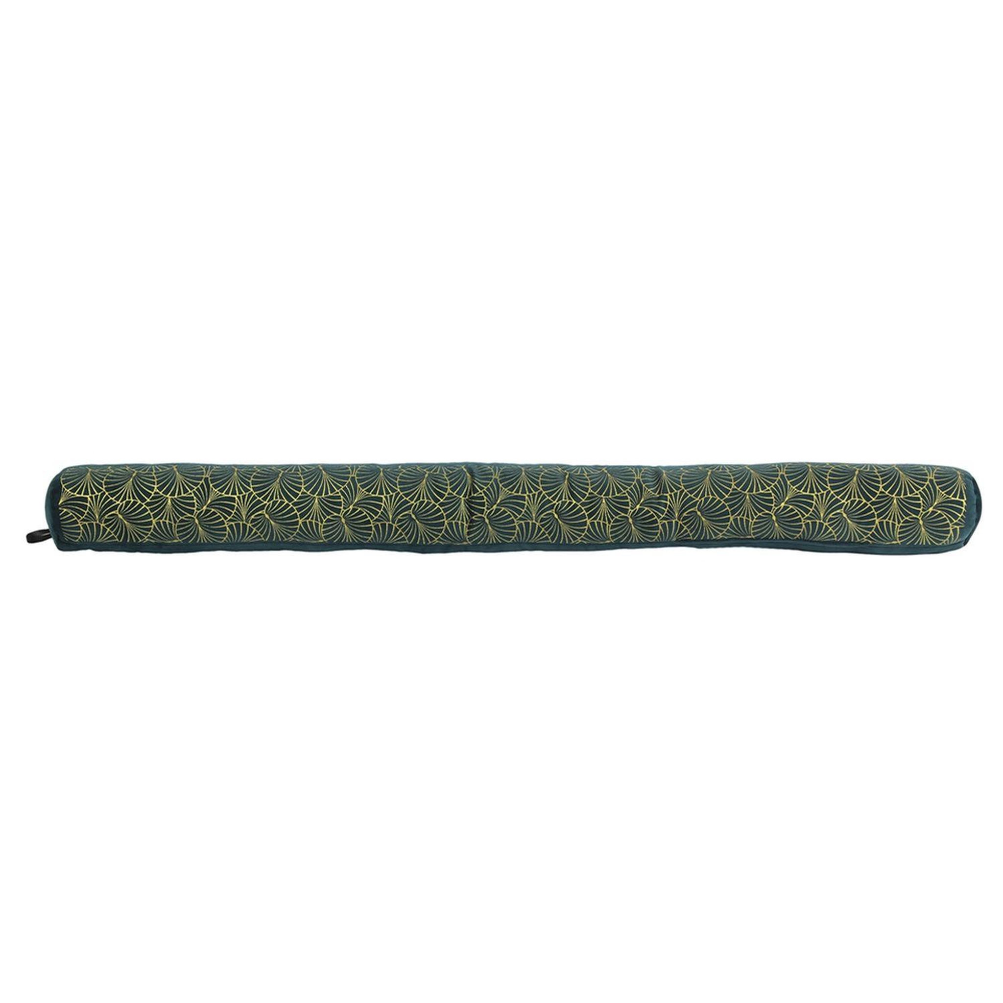 The Home Deco Factory Bas de porte en velours feuilles - l. 78 cm - bleu