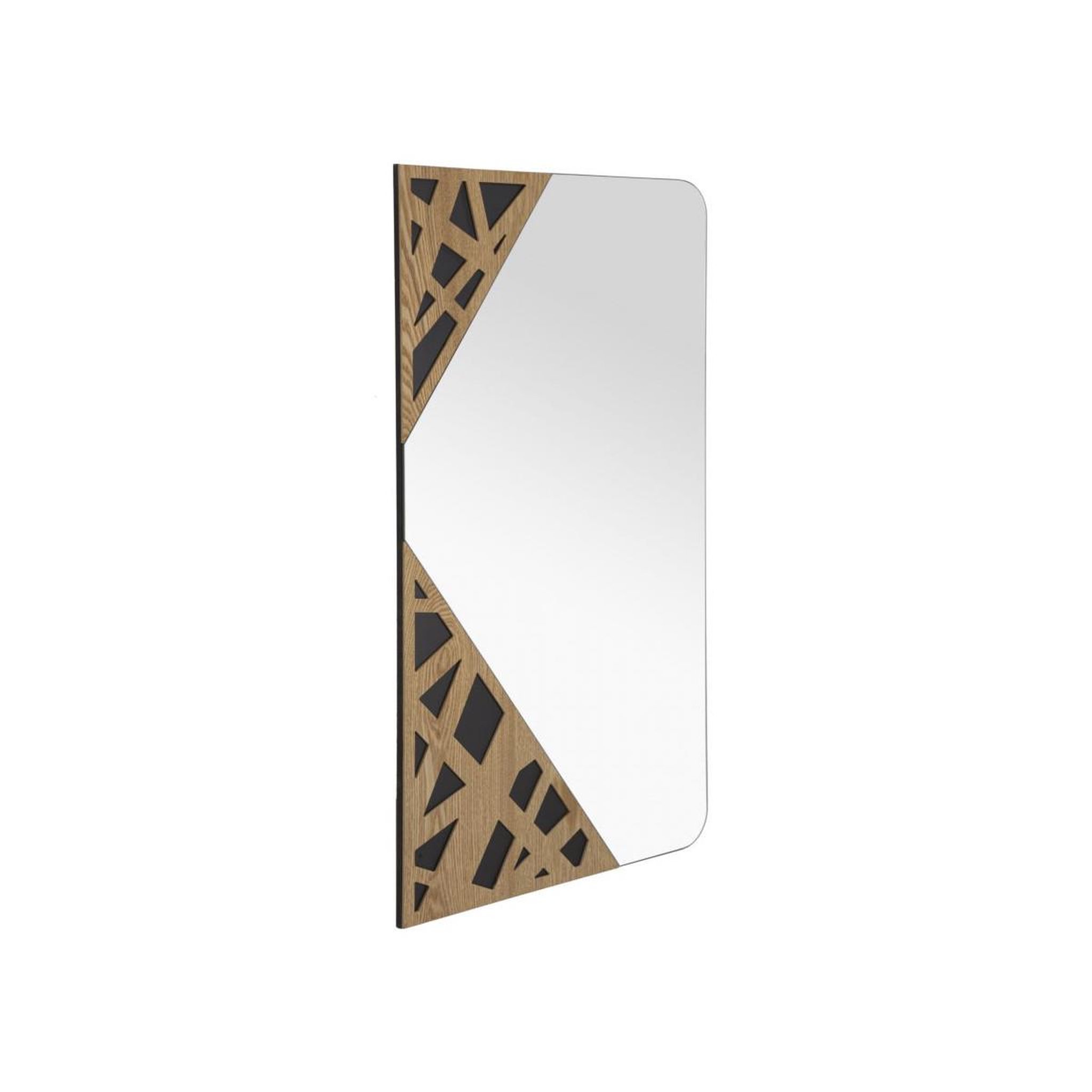Voir la diapositive 2 : Paris Prix Miroir mural déco  angle  90cm naturel & noir