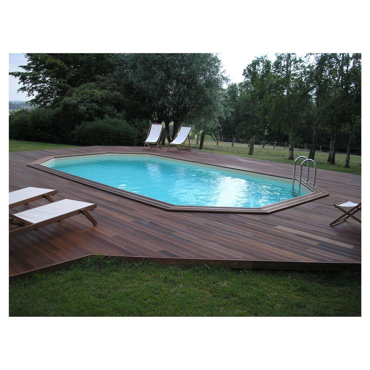 UBBINK Piscine enterrée bois octogonale - 400X610x130cm - Liner Bleu -OCEA 