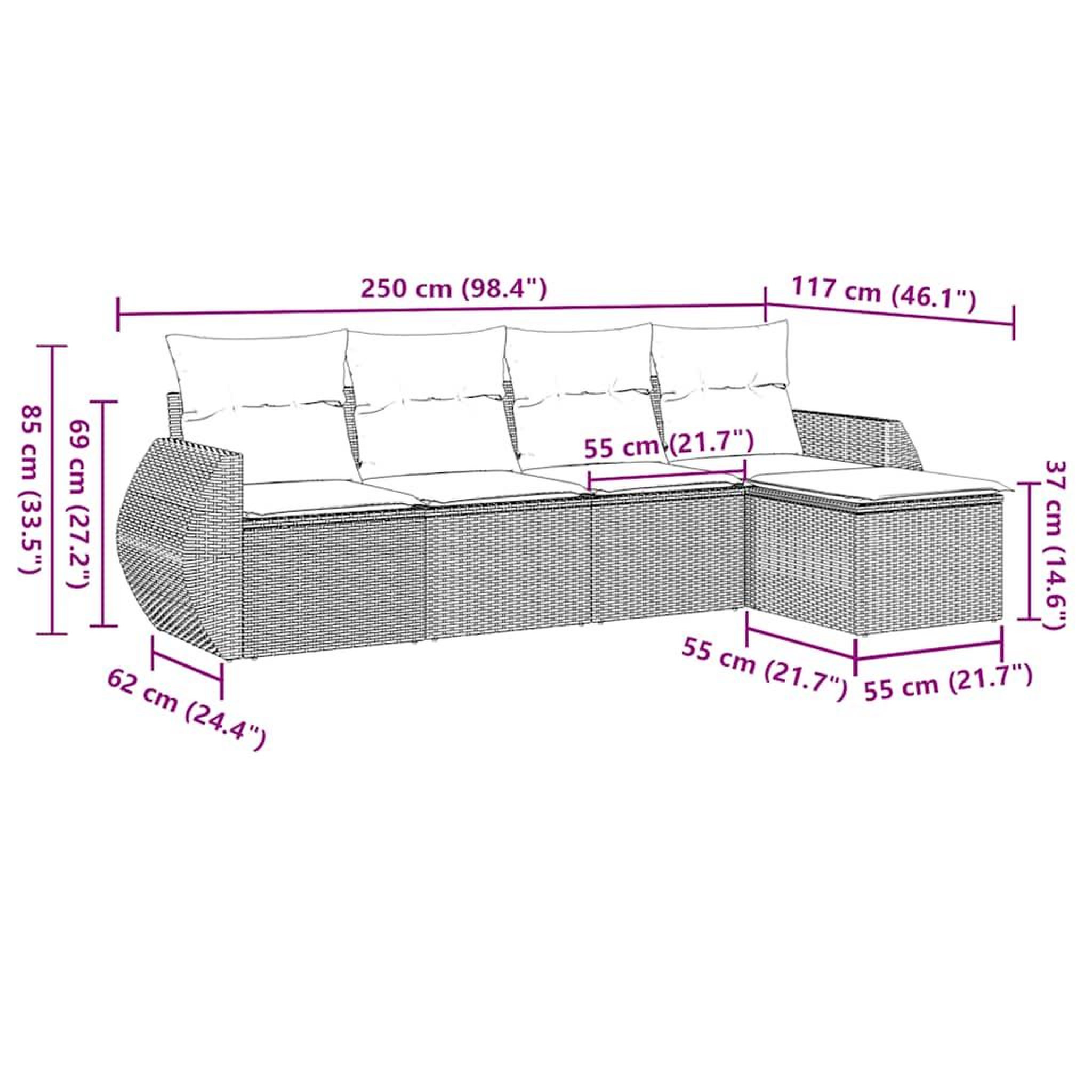 Voir la diapositive 6 : VIDAXL Salon de jardin 5 pcs avec coussins gris clair resine tressee