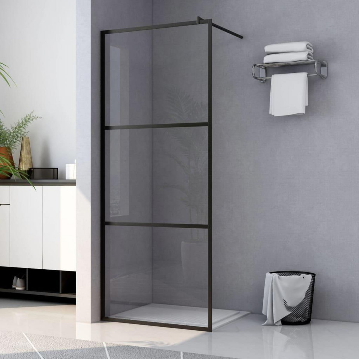 VIDAXL Paroi de douche a l'italienne a verre ESG Noir 90x195 cm