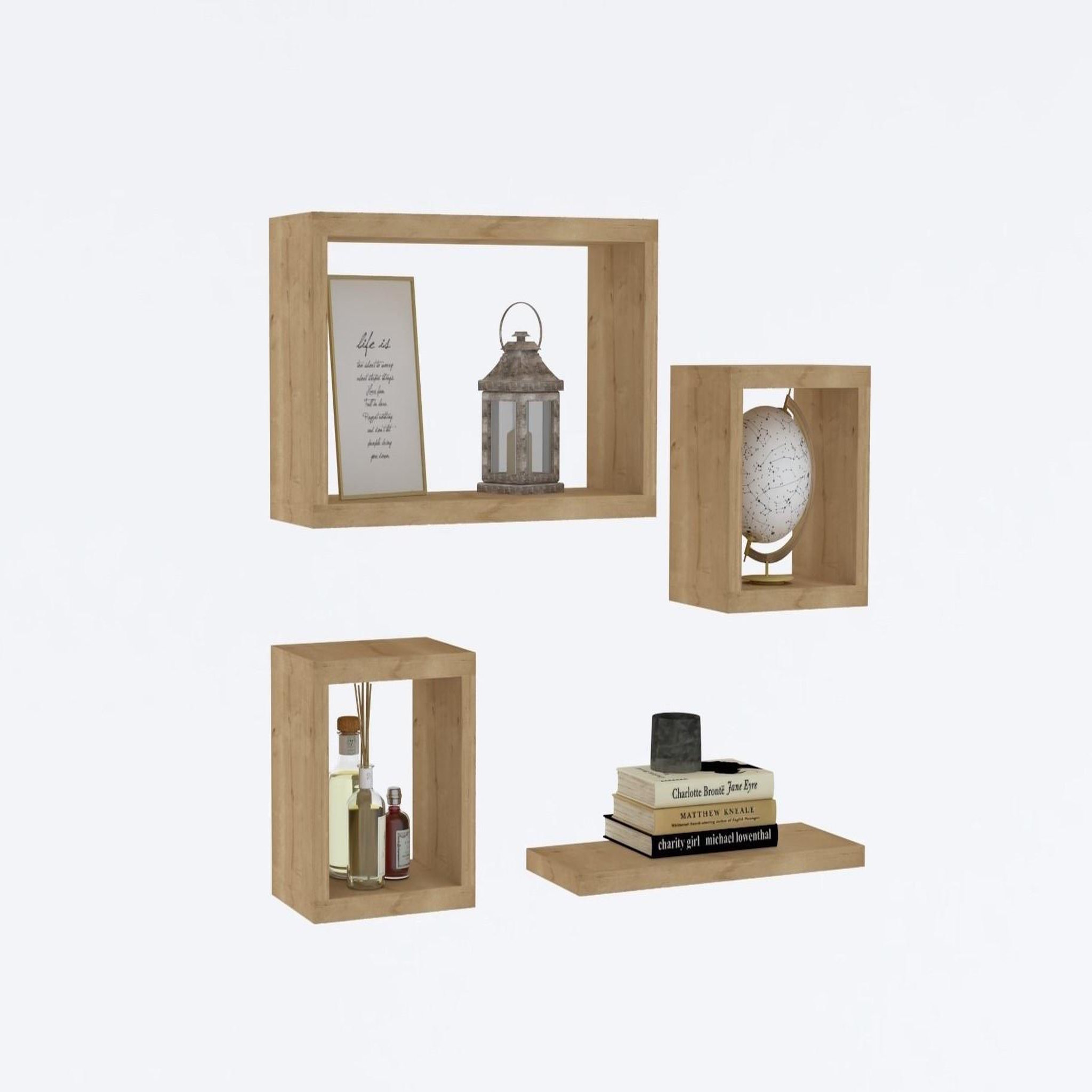 Voir la diapositive 4 : Habitat et Jardin Lot de 4 étagères murales en bois  babi  - 43 x 15 x 23 cm - beige
