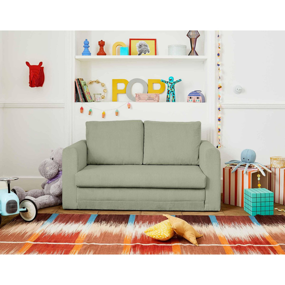 BEST MOBILIER Marilia - canapé 2 places - convertible déplimousse - en velours côtelé