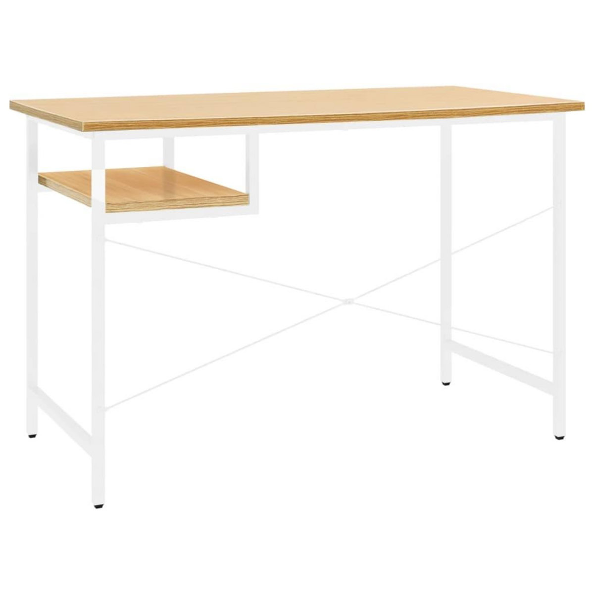 VIDAXL Bureau d'ordinateur Blanc/chene clair 105x55x72 cm MDF et metal