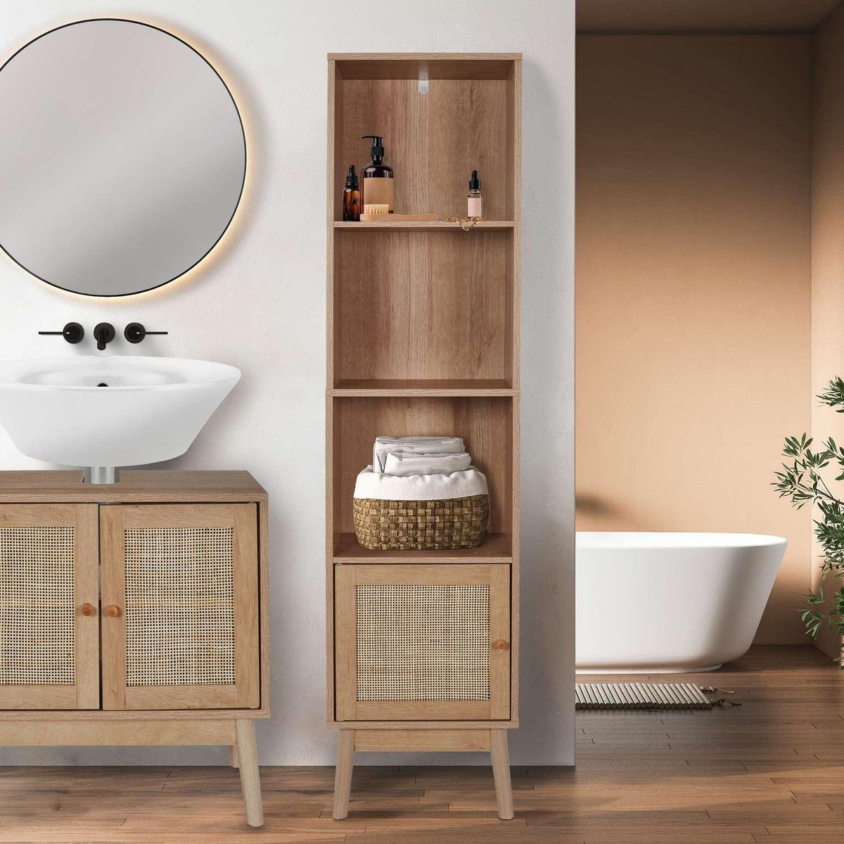 The Home Deco Factory Colonne de rangement Bali en cannage -  Marron