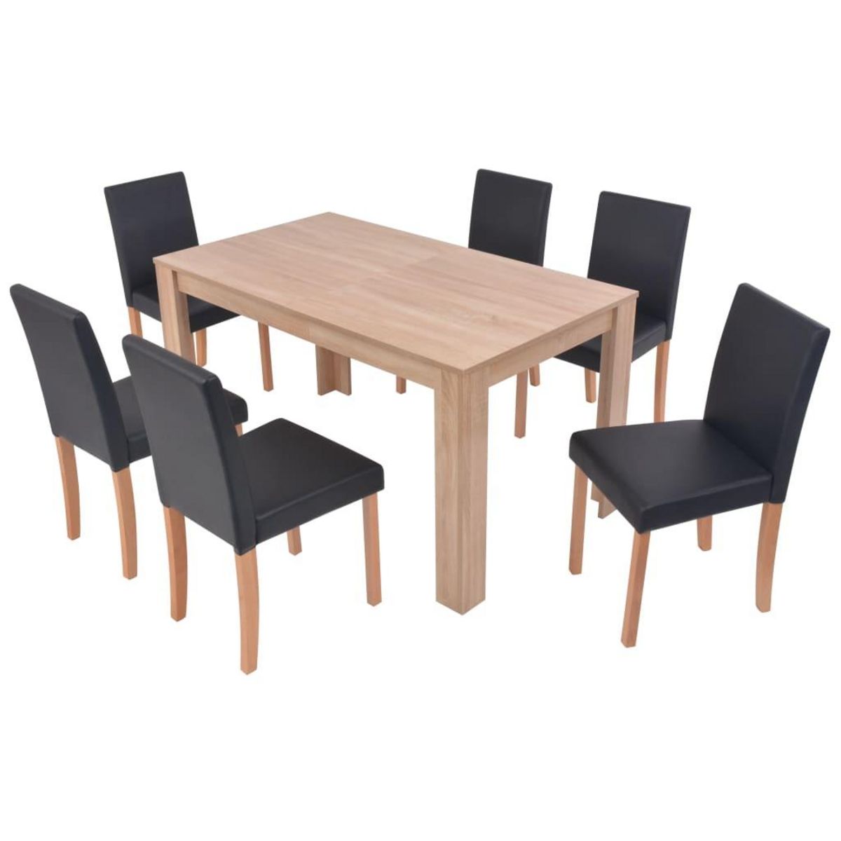 VIDAXL Table et chaises 7 pcs Cuir synthetique Chene Noir