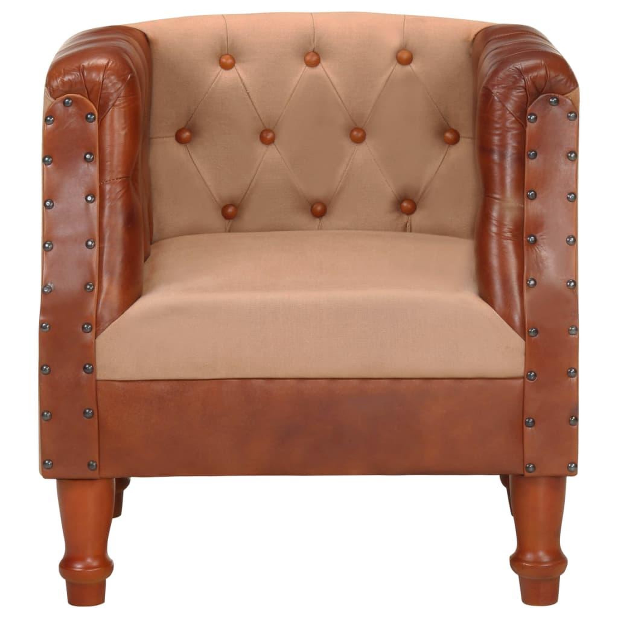 Voir la diapositive 2 : VIDAXL Chaise cabriolet marron cuir veritable bois de manguier massif