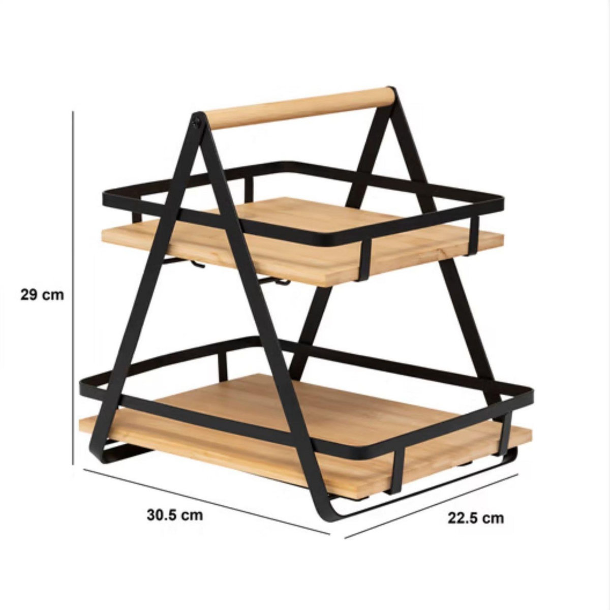 FIVE Étagère 2 niveaux avec anse en bambou et métal ORDERA