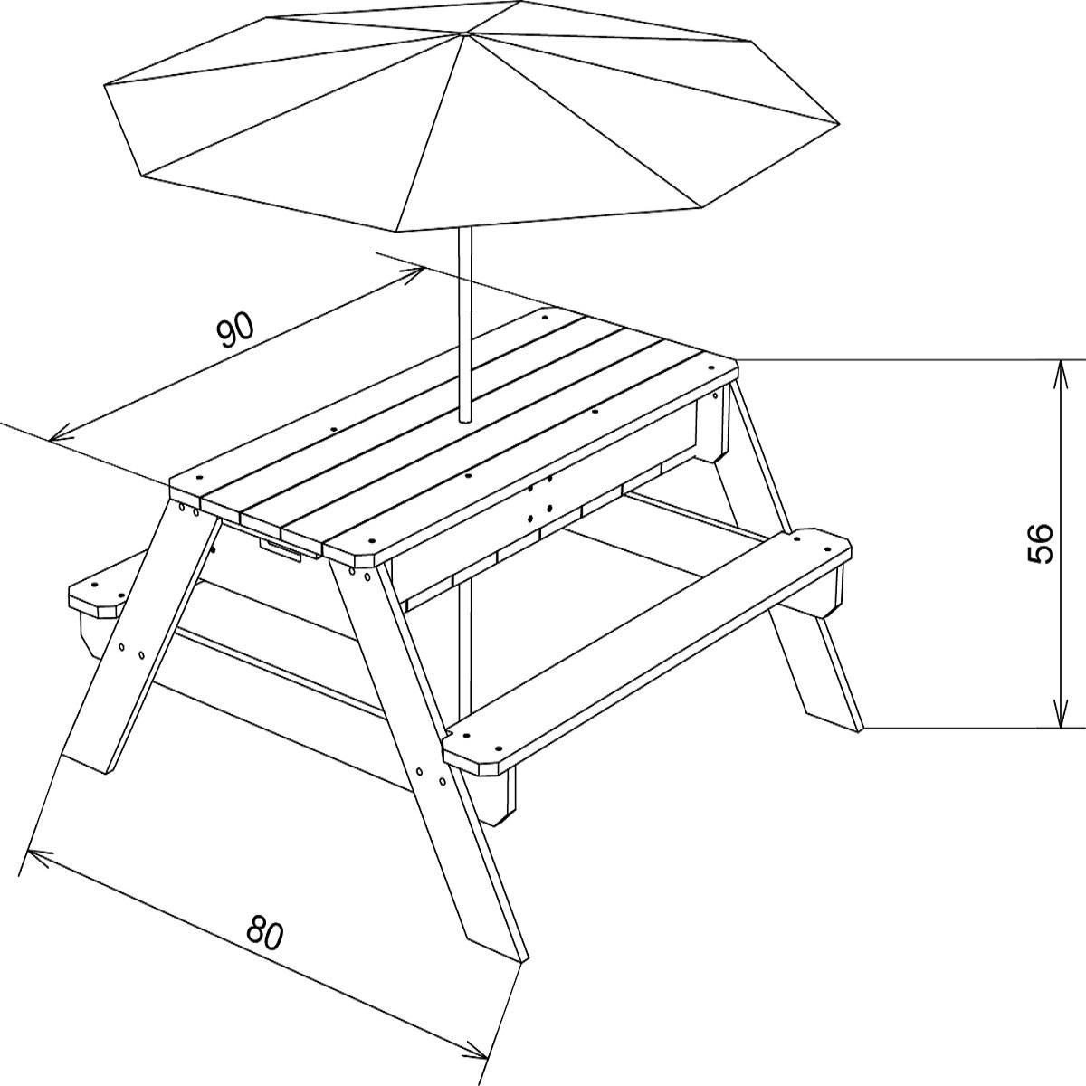 PRAGMA Table pique-nique bac à sable et eau - Bois - H56cm - Nick
