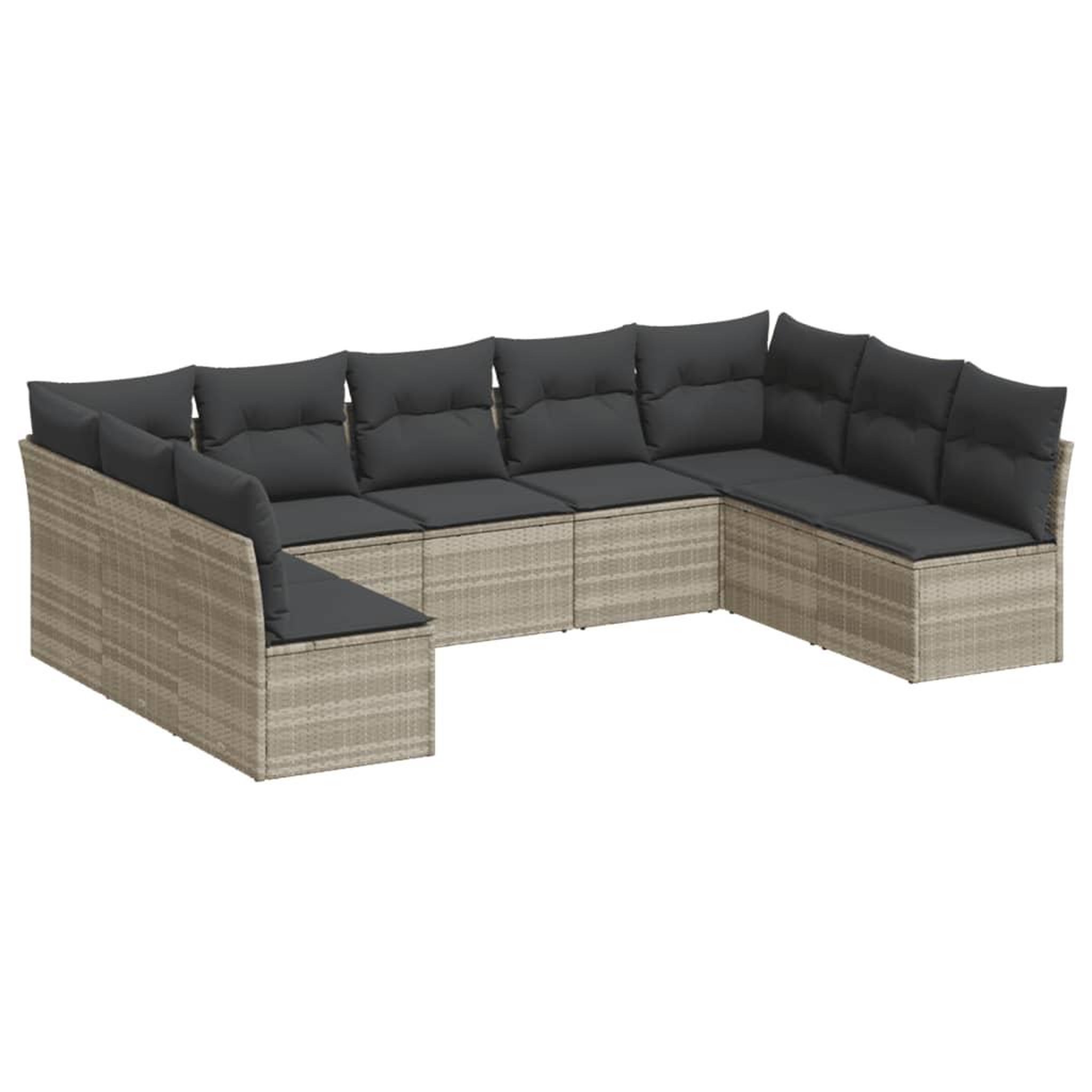 Voir la diapositive 2 : VIDAXL Salon de jardin 9 pcs avec coussins gris clair resine tressee