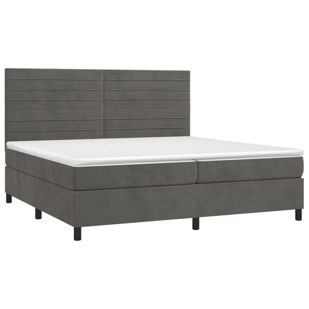 VIDAXL Sommier a lattes de lit et matelas Gris fonce 200x200cm Velours