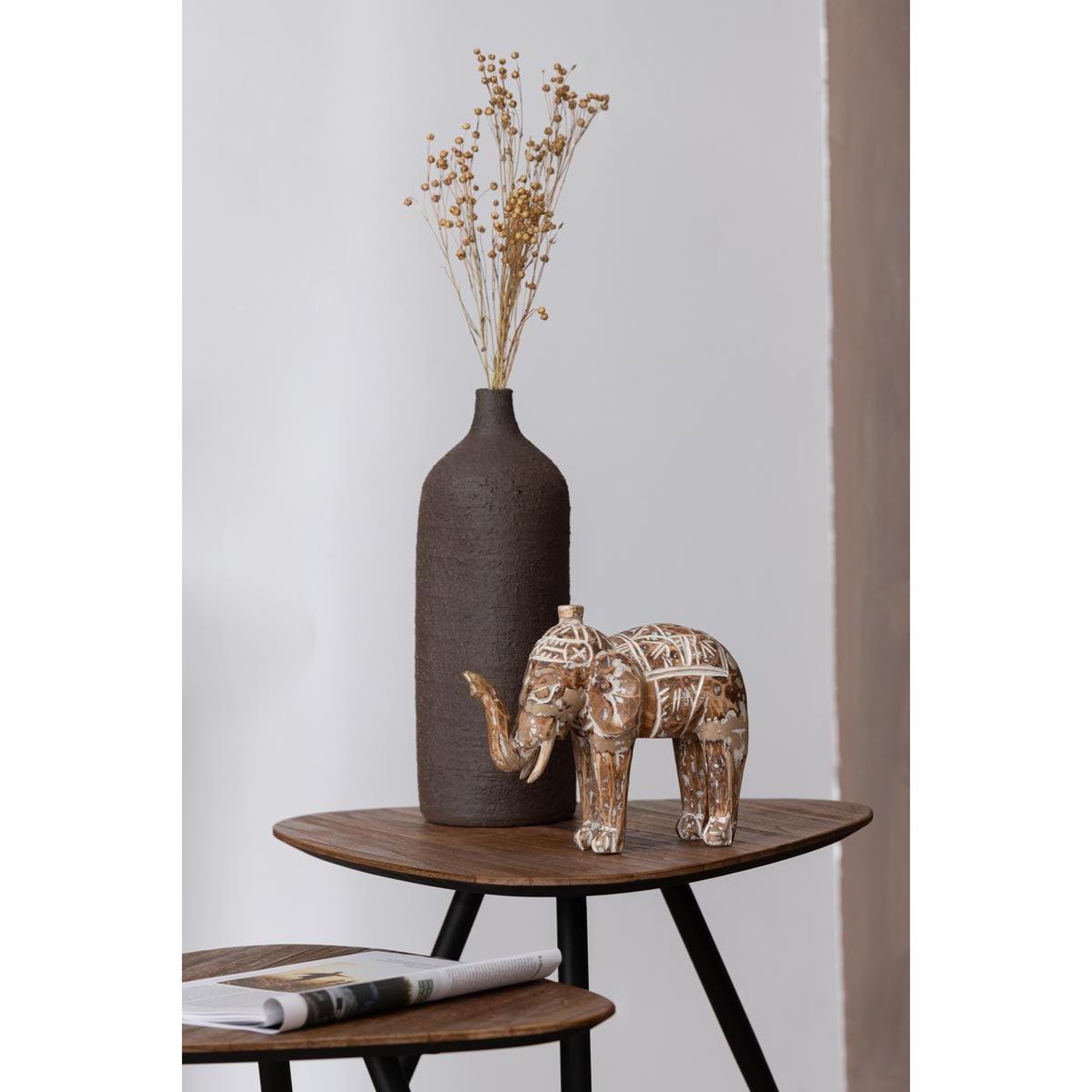 Voir la diapositive 3 : J-LINE Statuette Déco Éléphant Bois  Vintage  30cm Naturel