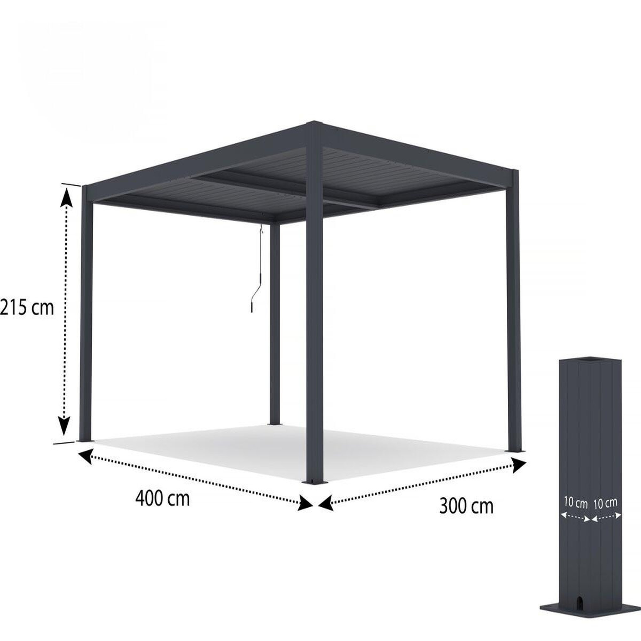 Voir la diapositive 4 : Habitat et Jardin Pergola bioclimatique avec led  windsor premium  en aluminium 3 x 4 - gris
