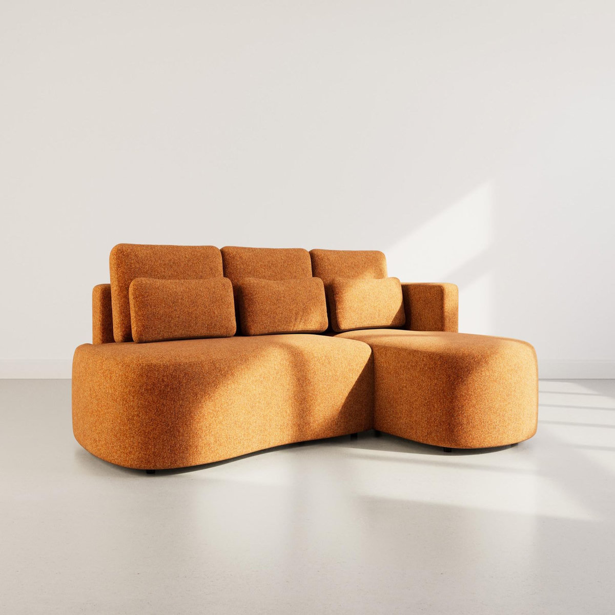 LISA DESIGN Mahina - canapé d'angle droit 4 places convertible avec coffre en tissu texturé