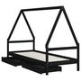 Voir la diapositive 4 : VIDAXL Cadre de lit enfant avec tiroirs noir 90x200 cm bois pin massif