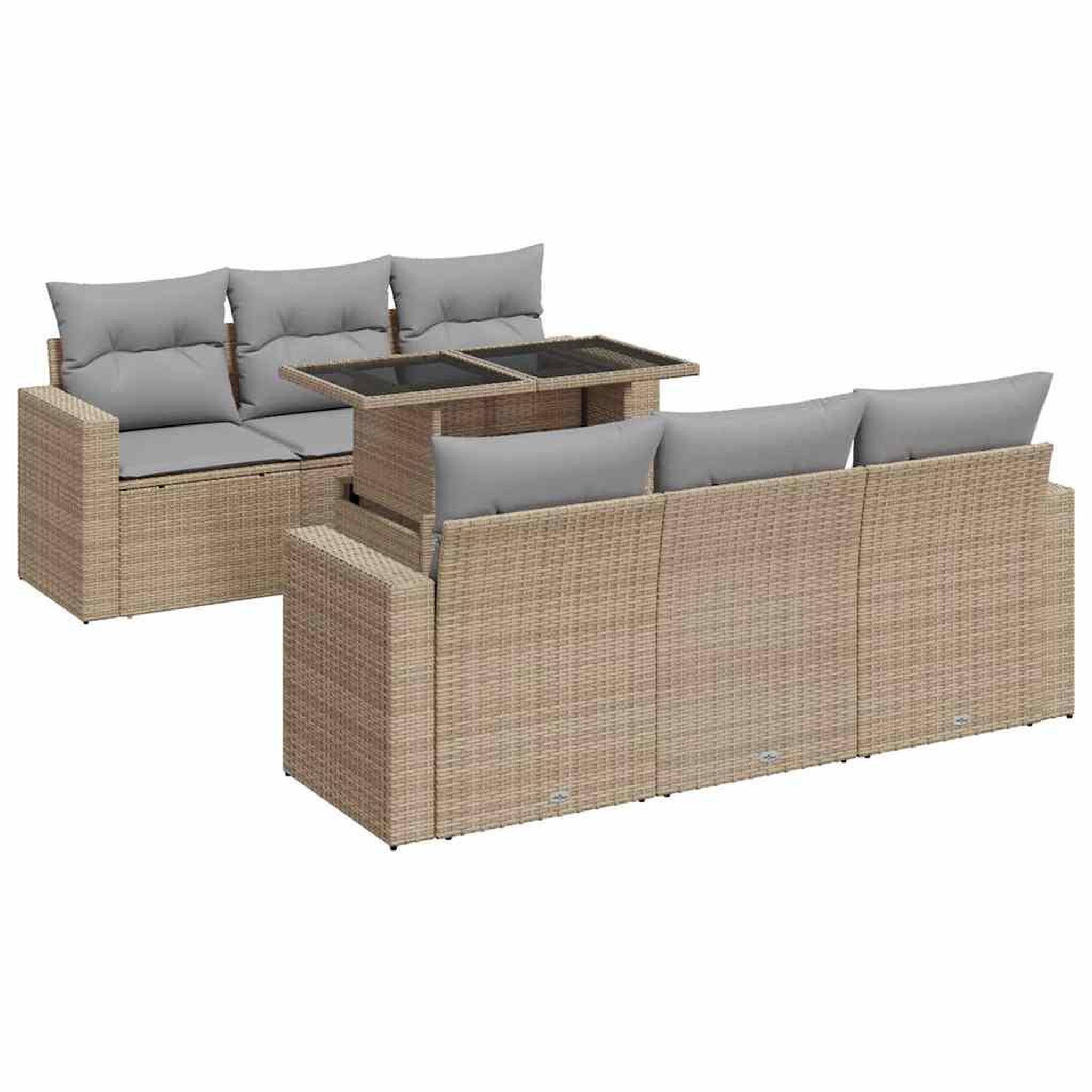 Voir la diapositive 2 : VIDAXL Salon de jardin avec coussins 7 pcs beige resine tressee
